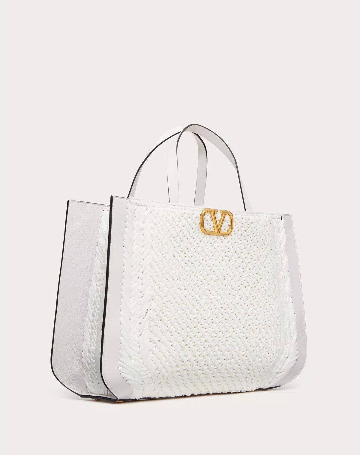 Valentino o1s1wg111125 Size: OS / Vlogo Signature Raffia Handbag White Size ONE SIZE - 2 Thumbnail