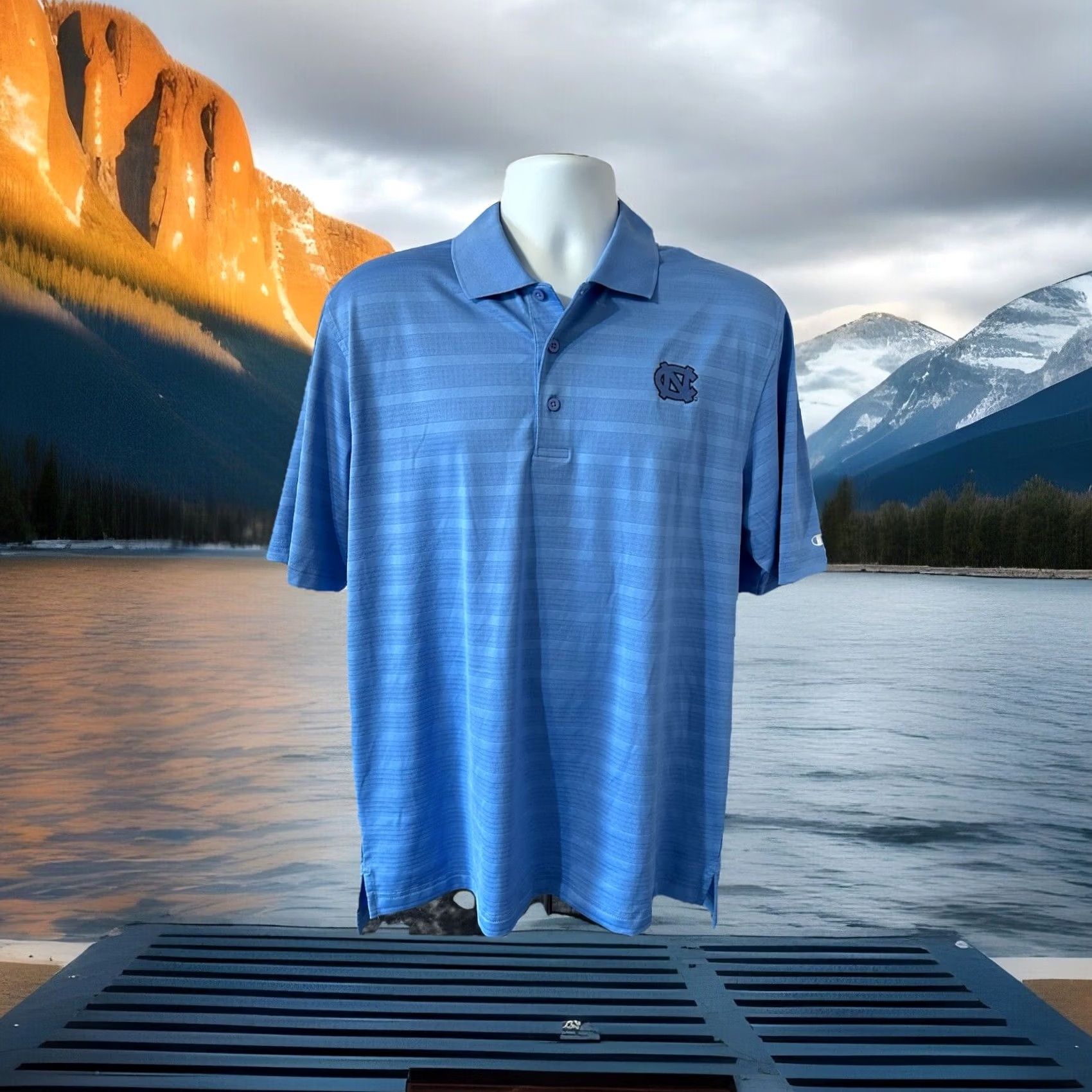 Champion UNC Tar Heels Polo Shirt Men Large Blue Champion Shirt Polo Button Collar Regular Fit Size US L / EU 52-54 / 3 - 3 Thumbnail