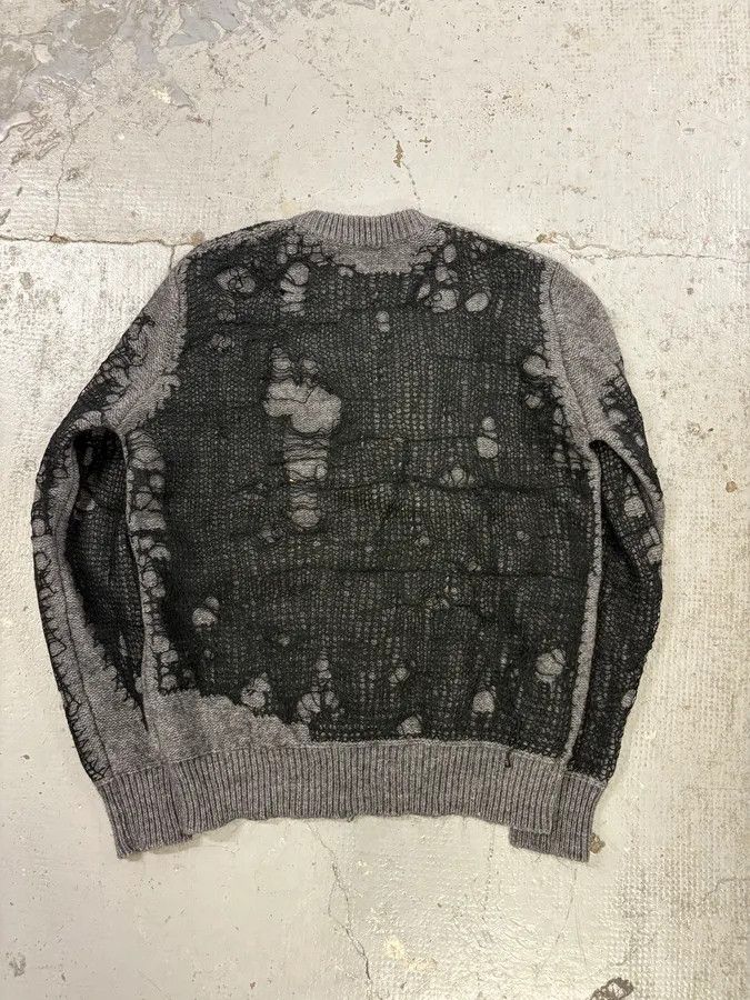 Diesel Diesel Grey & Black Spyder Web Wool Blend Distressed Sweater Size US S / EU 44-46 / 1 - 5 Thumbnail