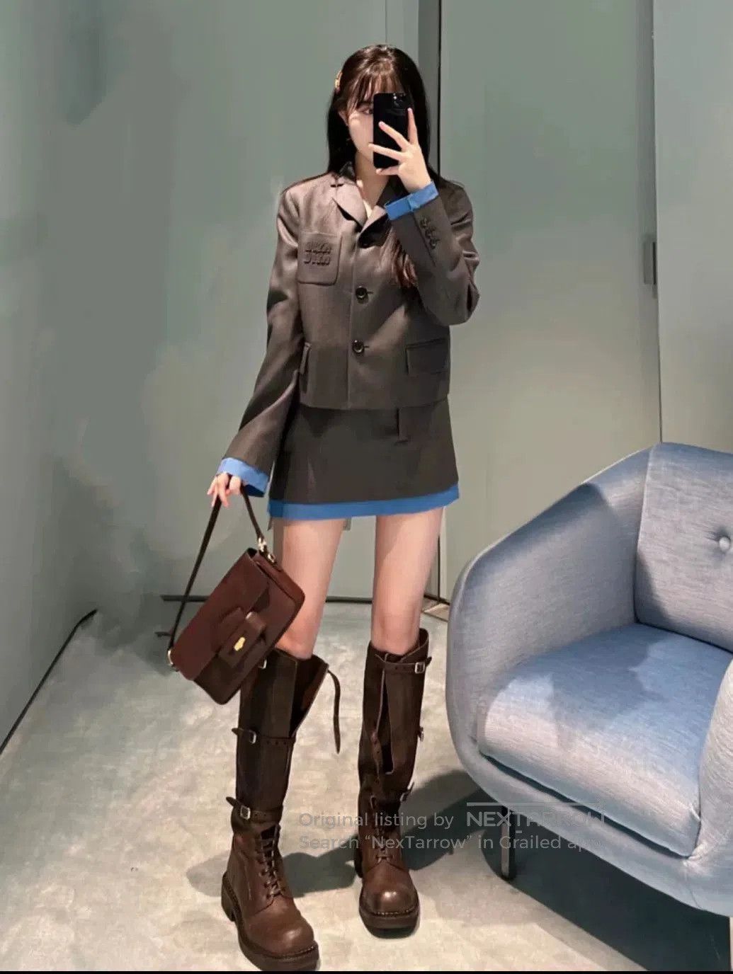 Miu Miu MIU MIU Brown Leather Knee-High Boots. Size US 4 / IT 34 - 7 Thumbnail