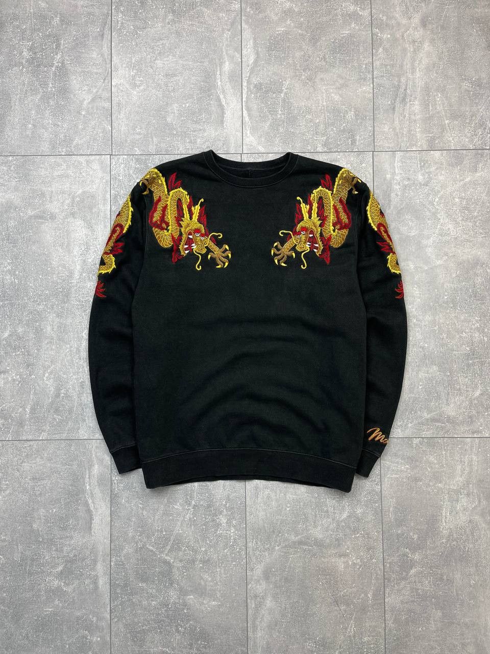 Maharishi Sun Dragon Embroidered Sweatshirt Black Gold