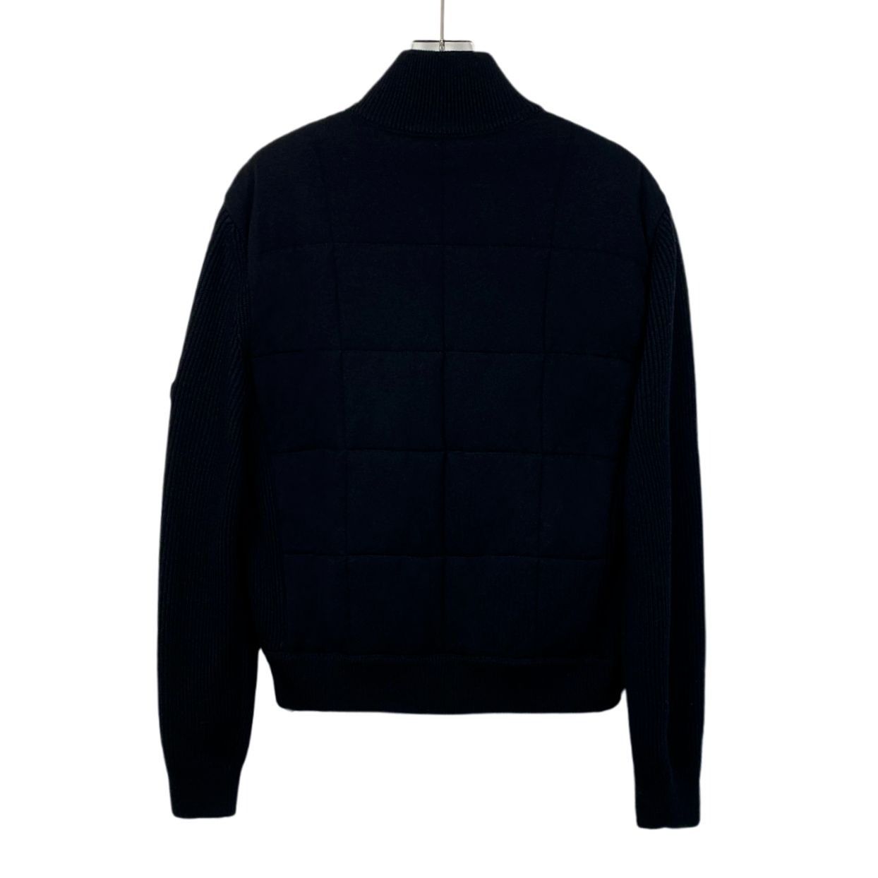 Louis Vuitton Louis Vuitton Black Wool & Silk Checkered Knit Zip-Up Jacket Size US M / EU 48-50 / 2 - 8 Thumbnail