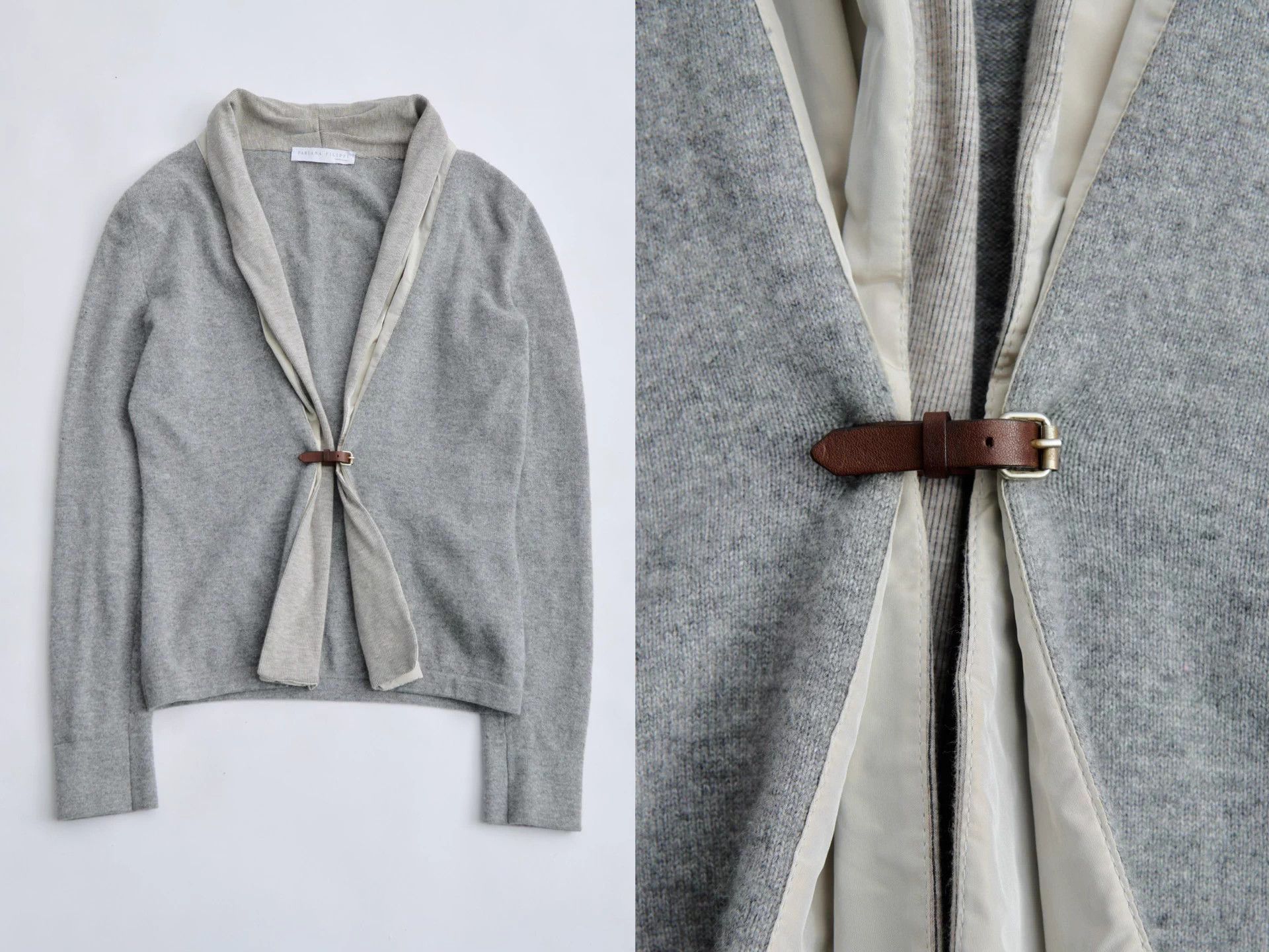 Fabiana Filippi Fabiana Filippi Gray Paneled Wool Knit Cardigan Size XS / US 0-2 / IT 36-38 - 8 Thumbnail