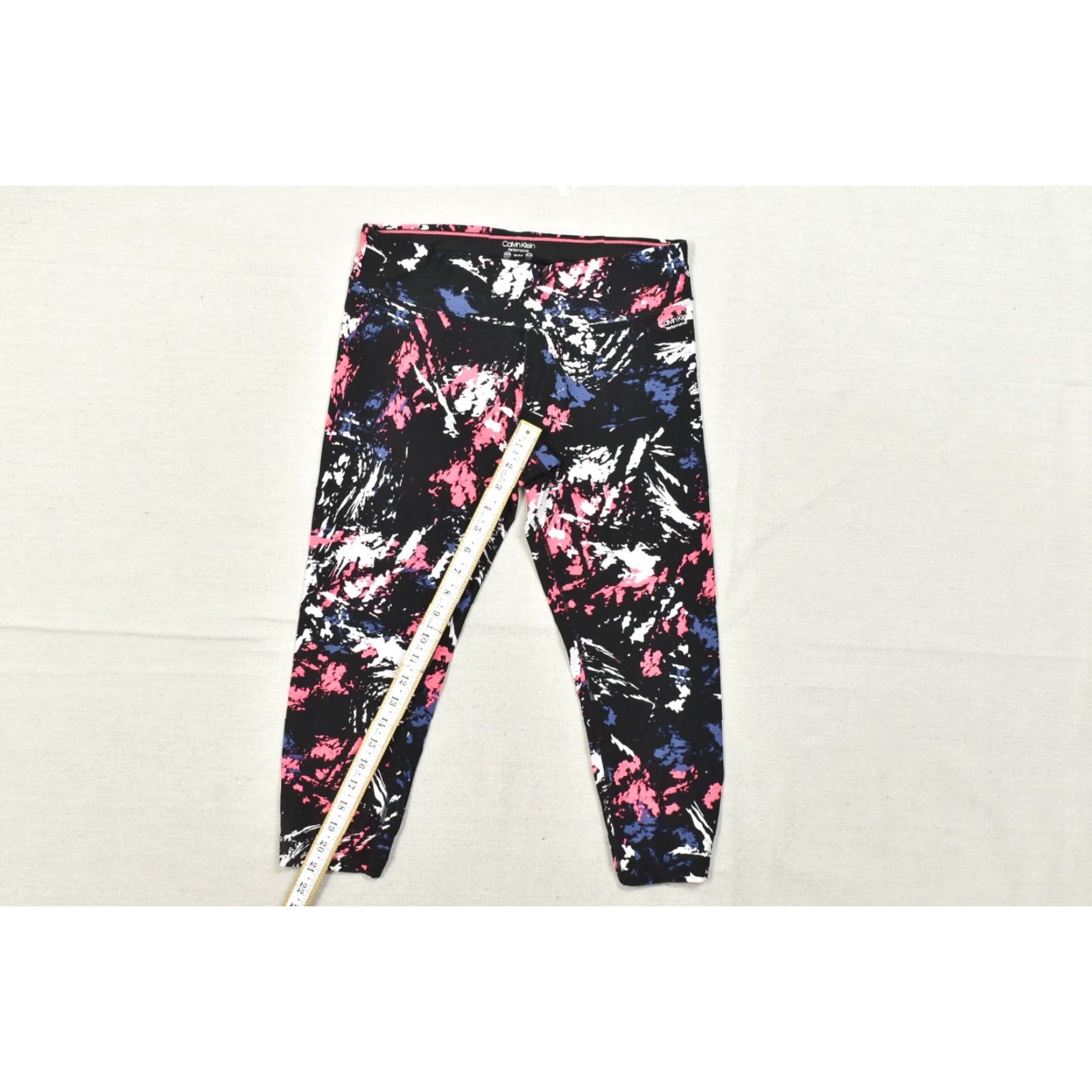 Calvin Klein Calvin Klein Performance Women's M Black Pink Abstract Print Cropped Stretch Legging Size 32" / US 10 / IT 46 - 3 Thumbnail