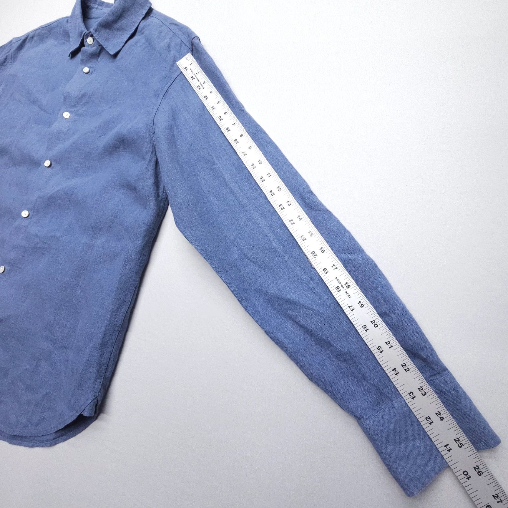 Vintage Mr. Porter Shirt Mens Medium Blue Linen Button-Up Long Sleeve Size US M / EU 48-50 / 2 - 7 Thumbnail