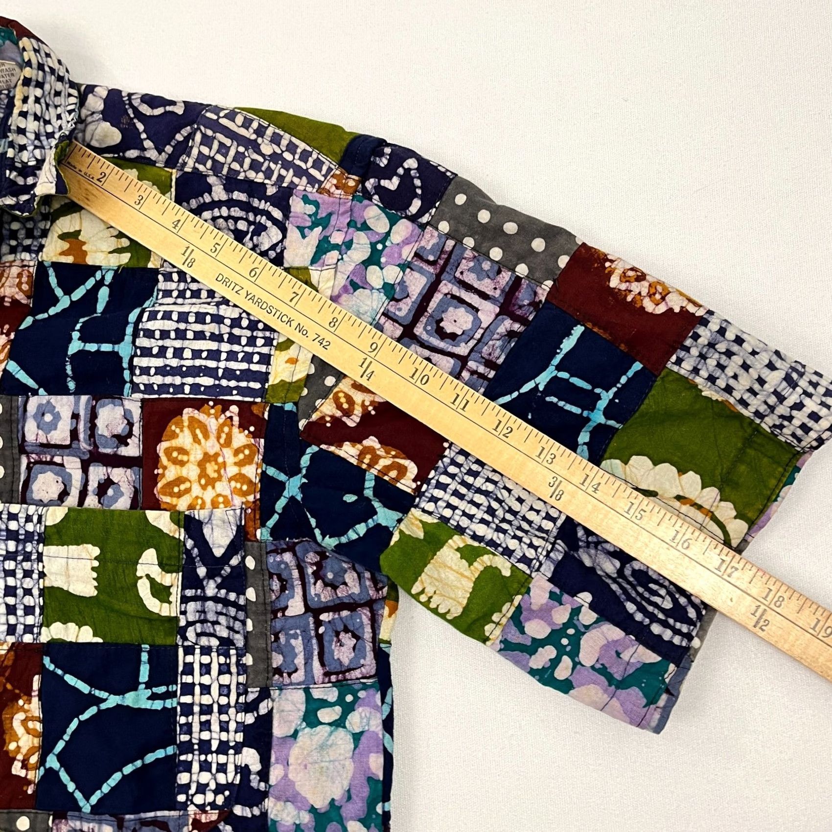 CO VINTAGE Old School Clothing Co Shirt Mens M Multi Patchwork Button Up Retro Hipster Size US M / EU 48-50 / 2 - 6 Thumbnail