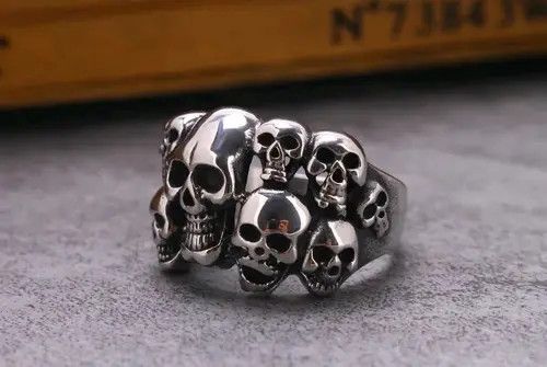 Jewelry × Vintage Multiple Skeleton Skull Man Rings Grunge Rock Ghost Size ONE SIZE - 3 Thumbnail