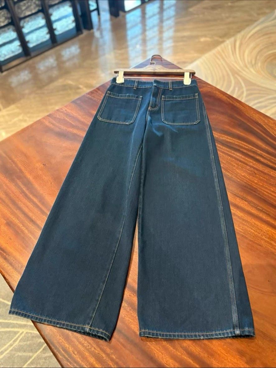 Dior Dior Navy Wide Leg Patch Pocket Jeans 34 Size 25" / US 0 / IT 36 - 1 Thumbnail