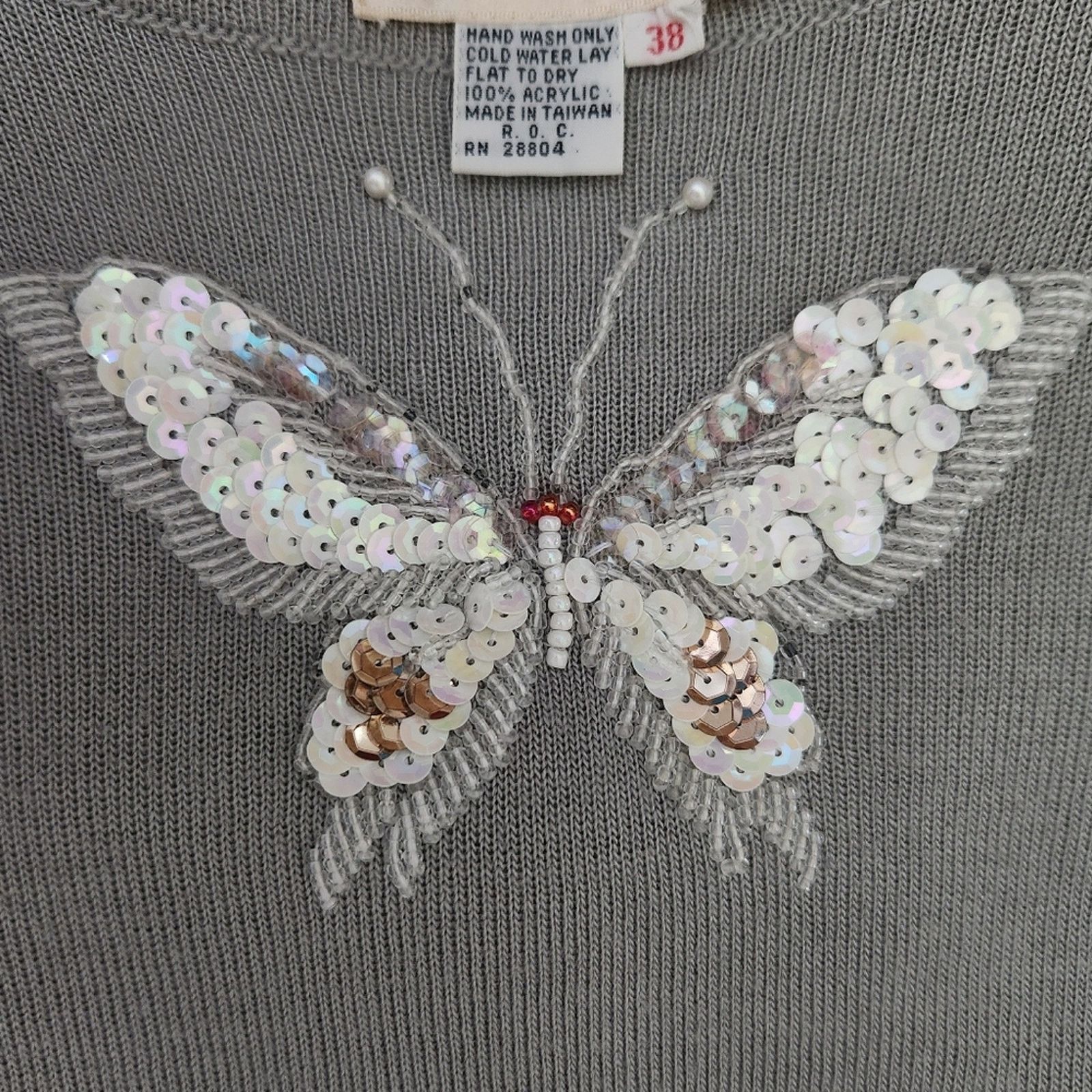 Vintage Vintage Butterfly Sleeve Embroidered Sweater 38 Medium Size M / US 6-8 / IT 42-44 - 8 Thumbnail