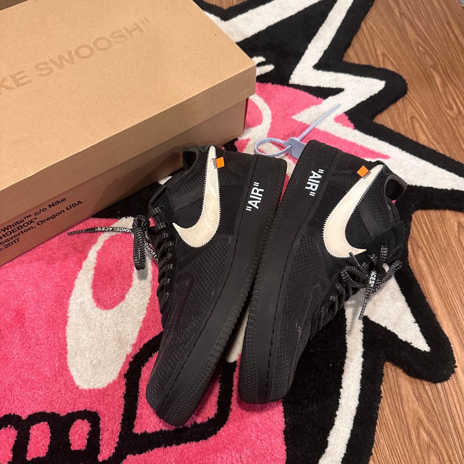 Nike × Off-White Nike Air Force 1 Low Off-White “Black” - Size 11.5 - Used Size US 11.5 / EU 44-45 - 9 Thumbnail
