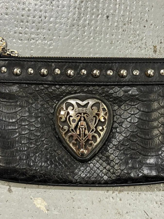 Gucci AW2007 Gucci Black Python Leather Studded Heart Bag by Frida Giannini Size ONE SIZE - 5 Thumbnail