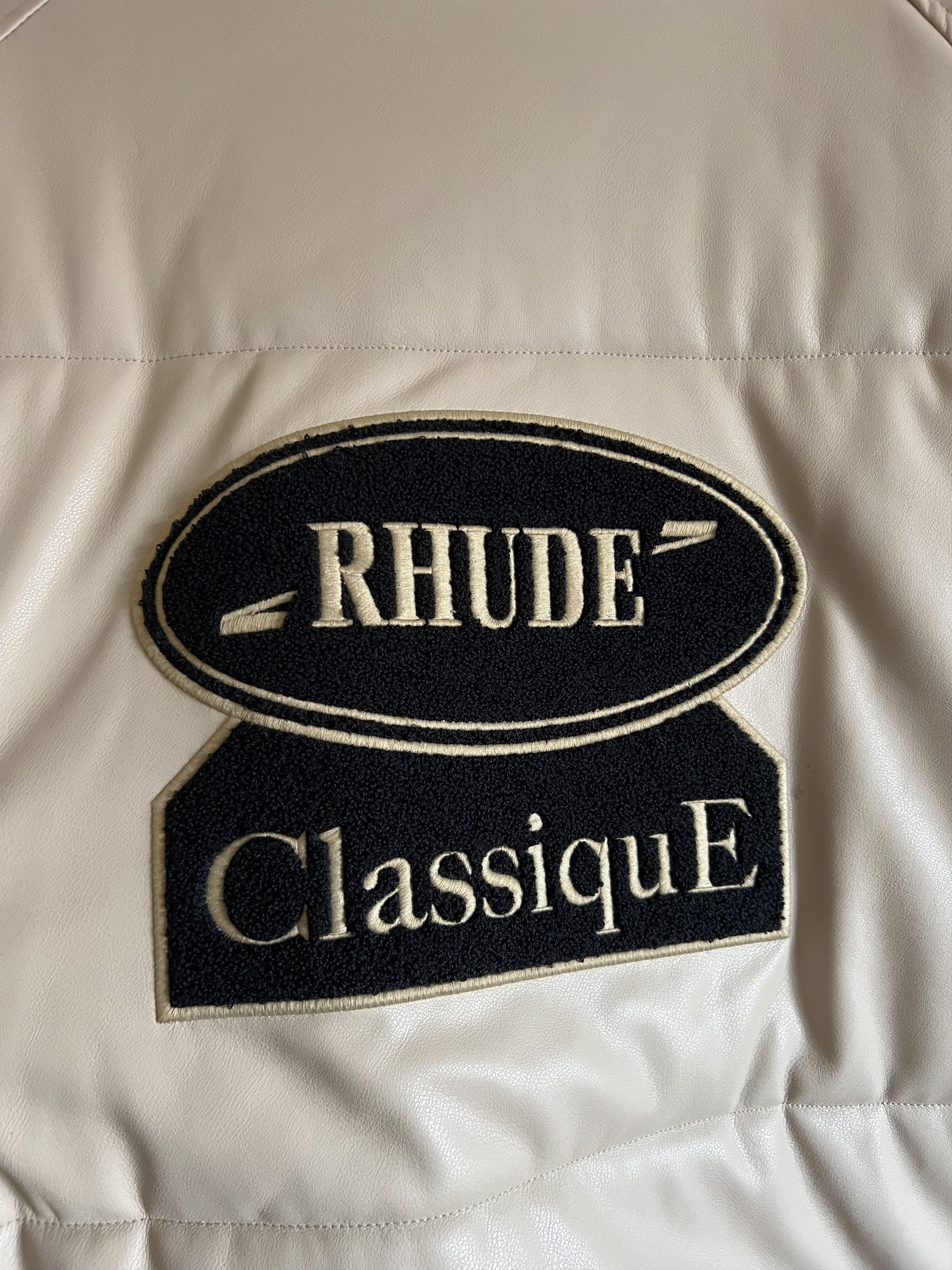 Rhude Rhude Classique Faux Leather Puffer Jacket in Beige Size US L / EU 52-54 / 3 - 8 Thumbnail
