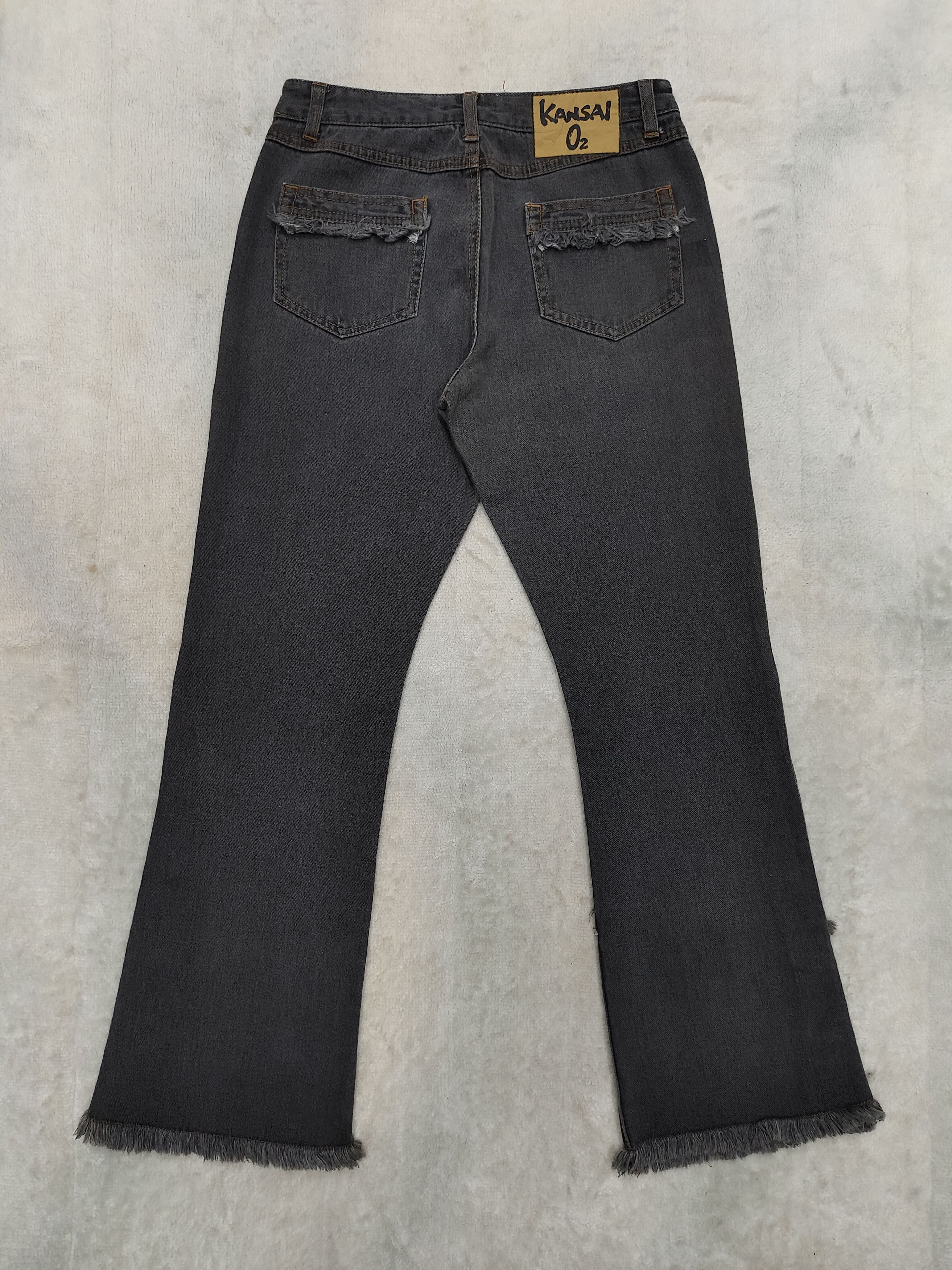 Kansai Yamamoto RARE 🇯🇵 Vtg Kansai O2 Raw Hem Flare Jeans Size 27" / US 4 / IT 40 - 5 Thumbnail