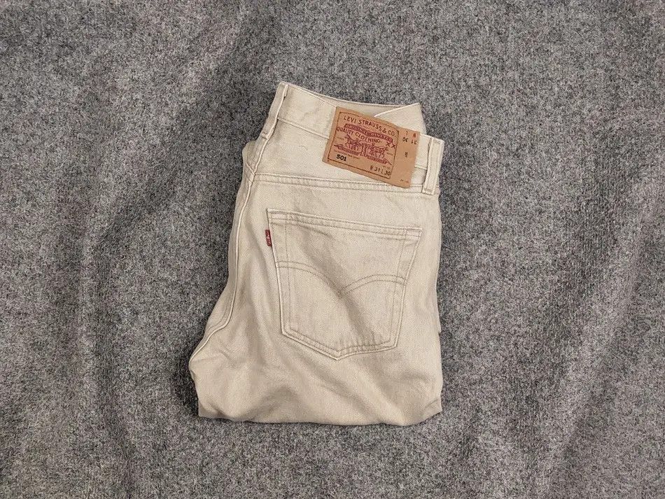 Levi's Vintage 90's Levis 501 Light beige Denim Jeans USa Style Size US 31 - 1 Thumbnail