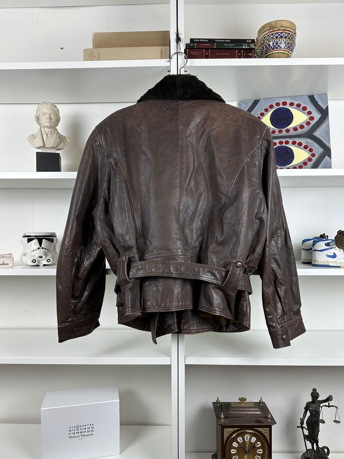Other Vintage 90s leather jacket with faux fur collar Size L / US 10 / IT 46 - 5 Thumbnail