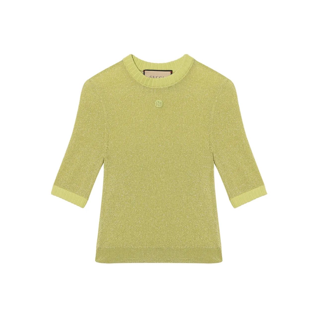 Gucci o1la5ras0526 Lamé Knit Top With Interlocking G in Green Size L / US 10 / IT 46 - 1 Thumbnail