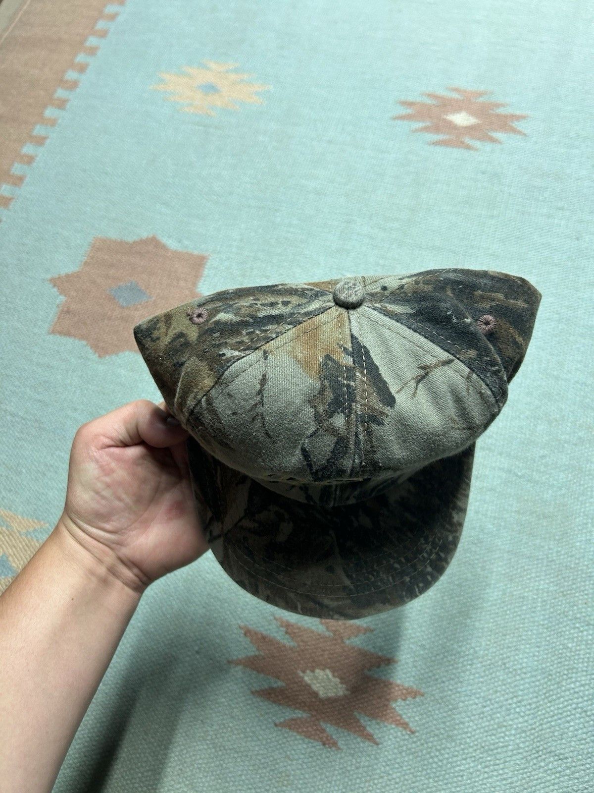 Vintage VTG 80s SnapBack hat camo team realtree camouflage made USA Size ONE SIZE - 3 Thumbnail