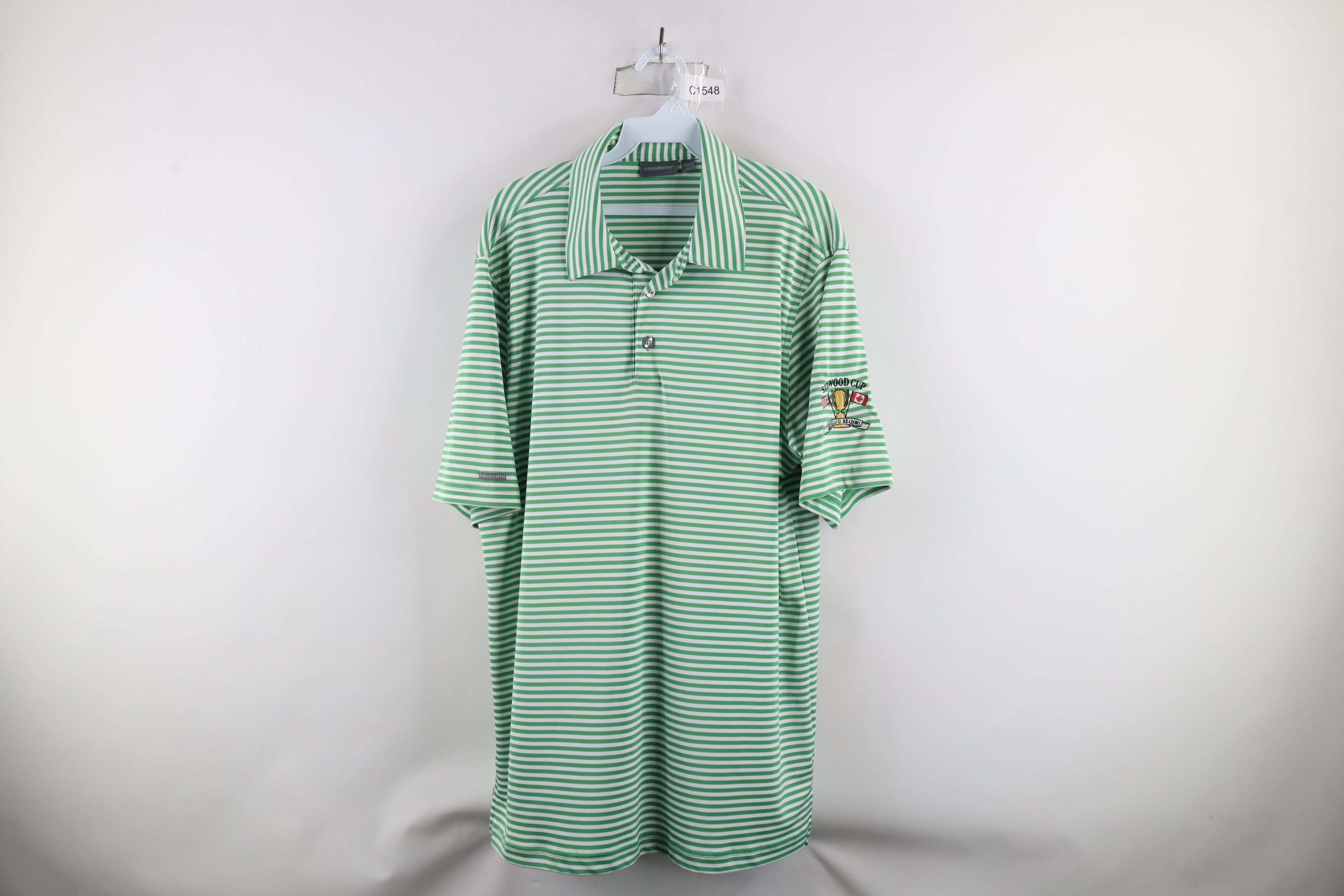 Ashworth × Vintage Ashworth Sylwood Cup Highland Meadows Golf Polo Striped Size US L / EU 52-54 / 3 - 1 Thumbnail