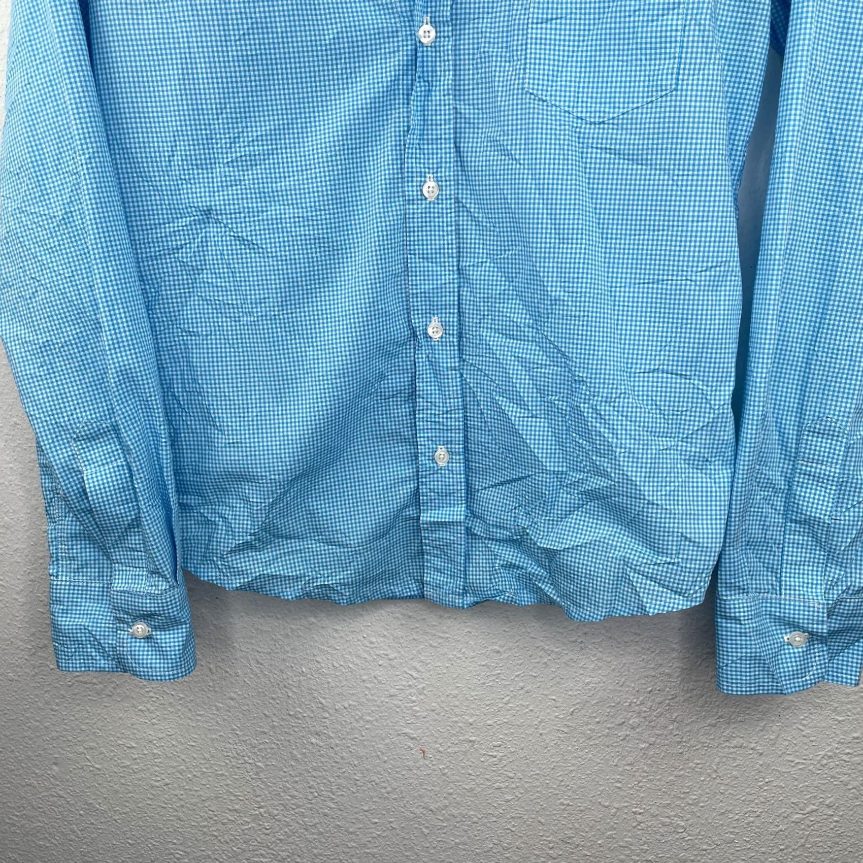Frank & Eileen Frank & Eileen Barry Shirt Gingham Blue White XS S Classic Womens Button Cuff Long Sleeve 100% Cotton Lightweight Check Pattern Vintage: No Size S / US 4 / IT 40 - 2 Thumbnail
