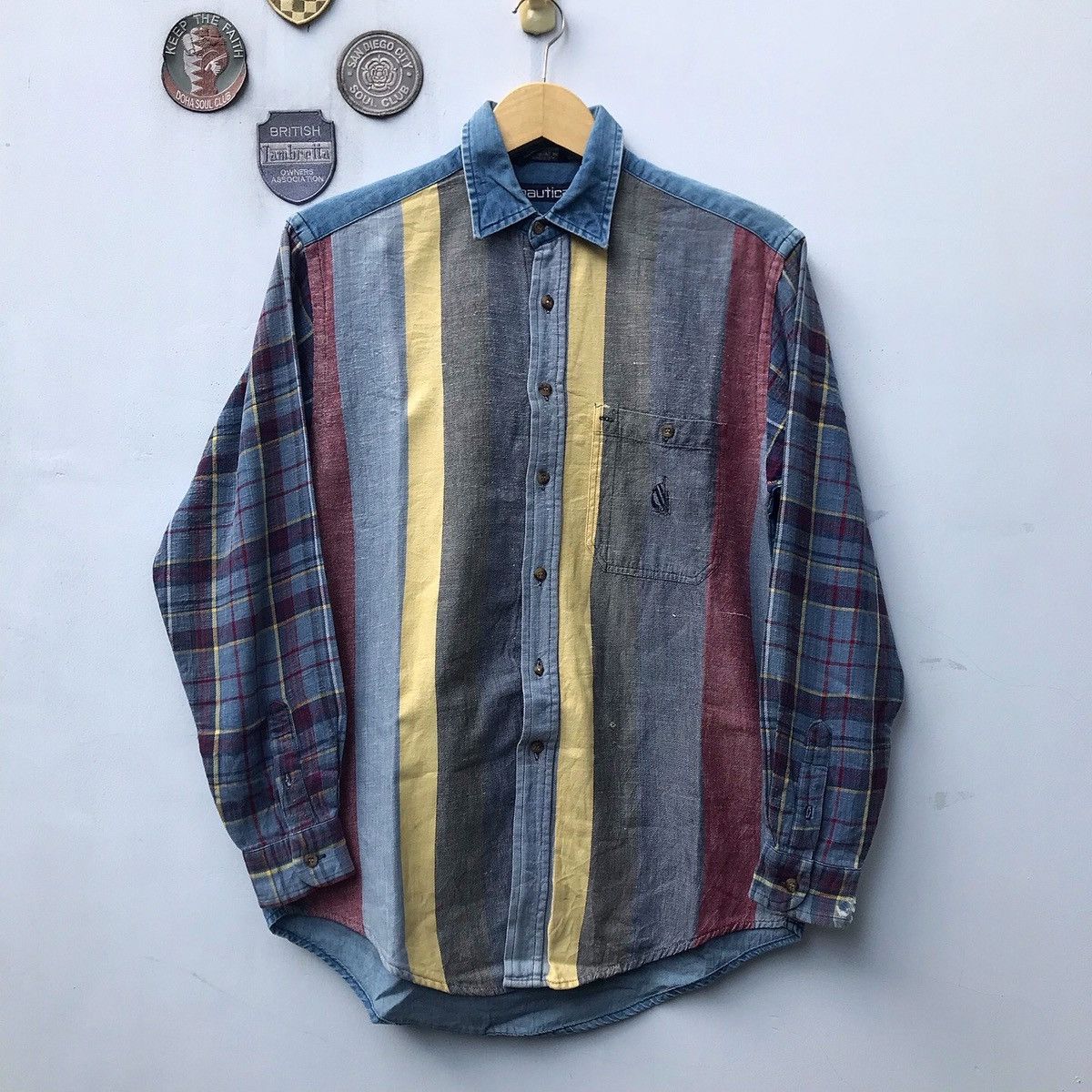 Nautica × Vintage Vintage Nautica 90’s Colourful Striped Long Sleeve Dress shi Size US M / EU 48-50 / 2 - 14 Thumbnail