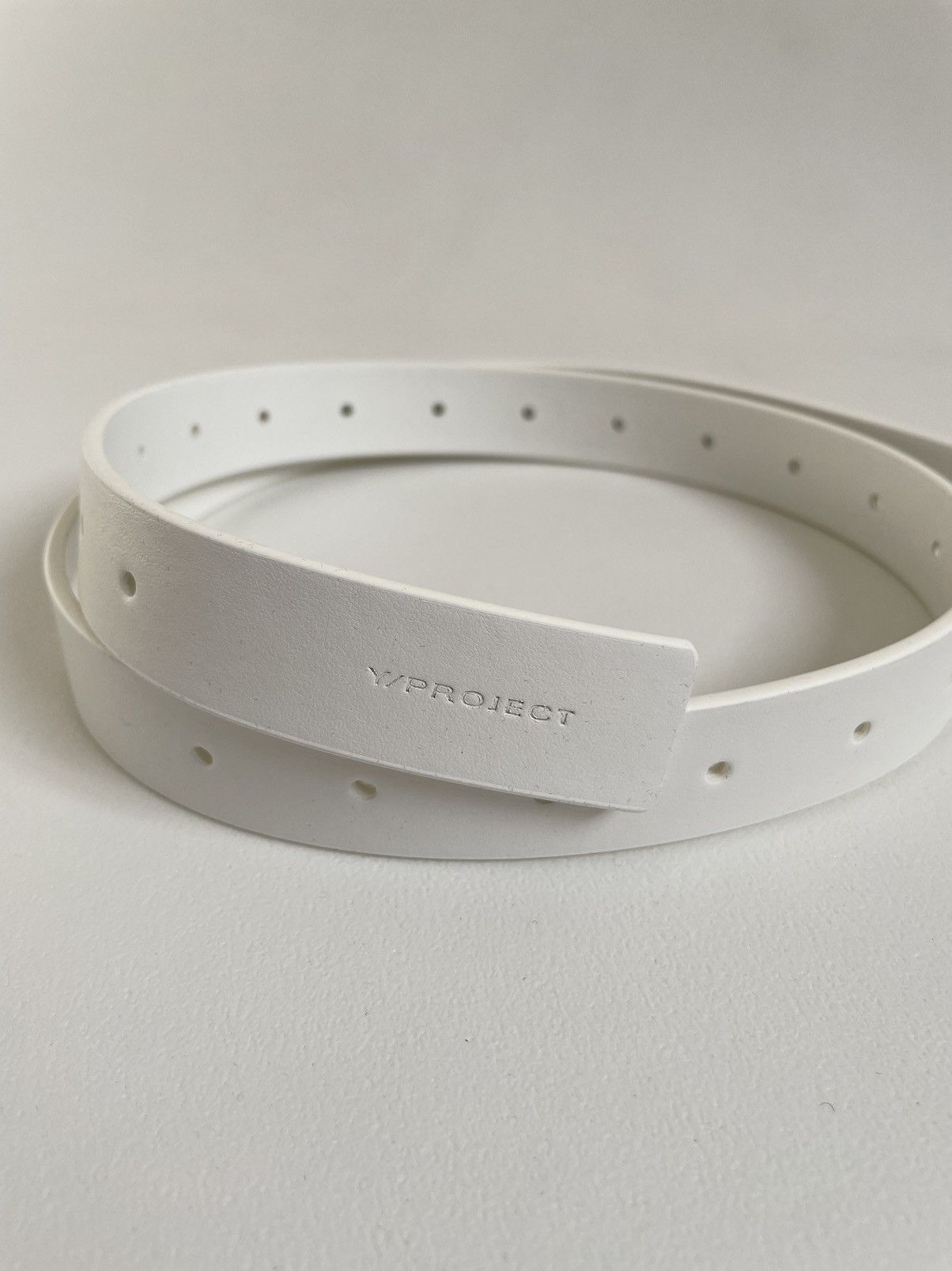 Y/Project White Leather ‘I Heart Y’ Metal Buckle Belt Size ONE SIZE - 5 Thumbnail