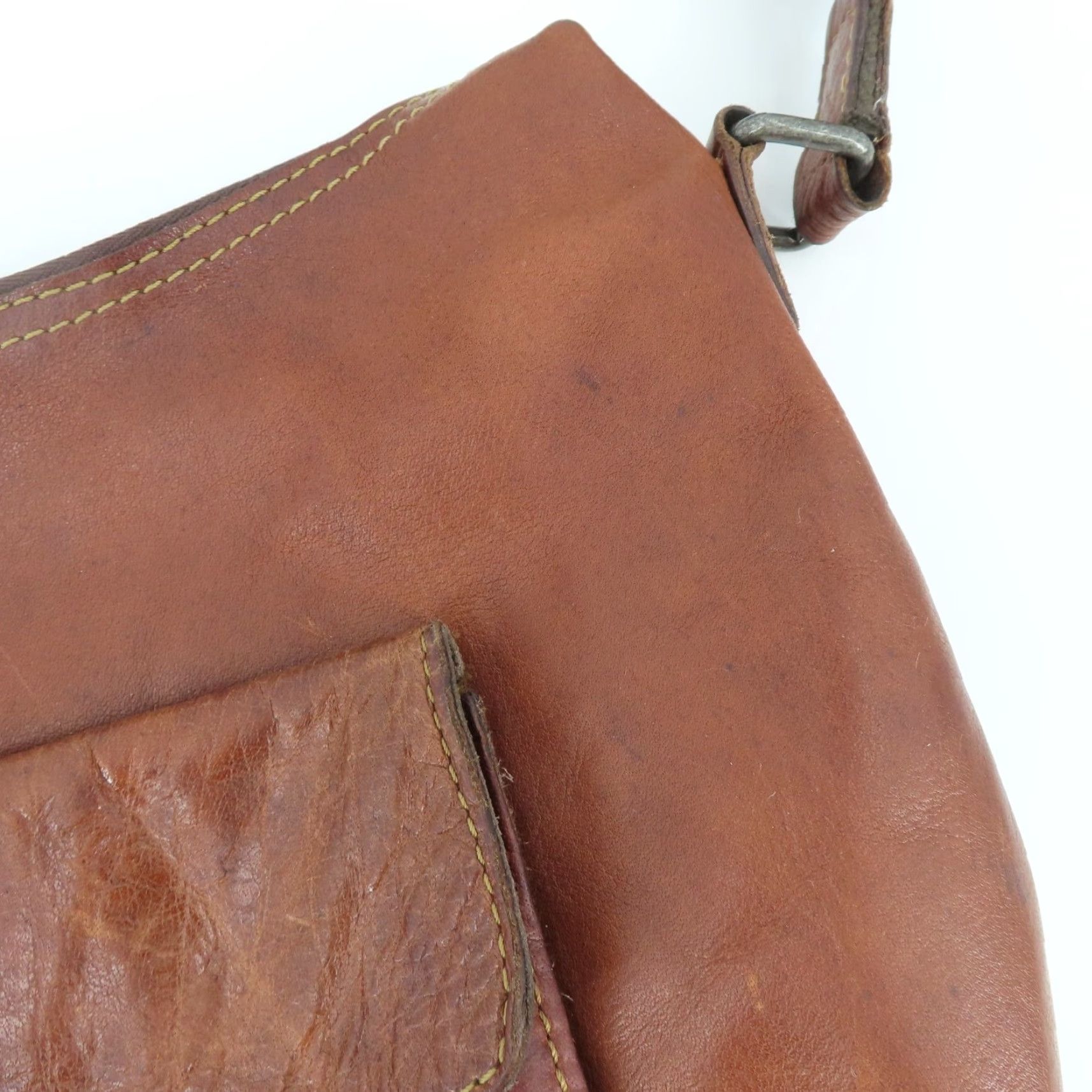 George Jack Georges Distressed Brown Leather Shoulder Bag Handbag Purse Flap Pocket Size ONE SIZE - 5 Thumbnail