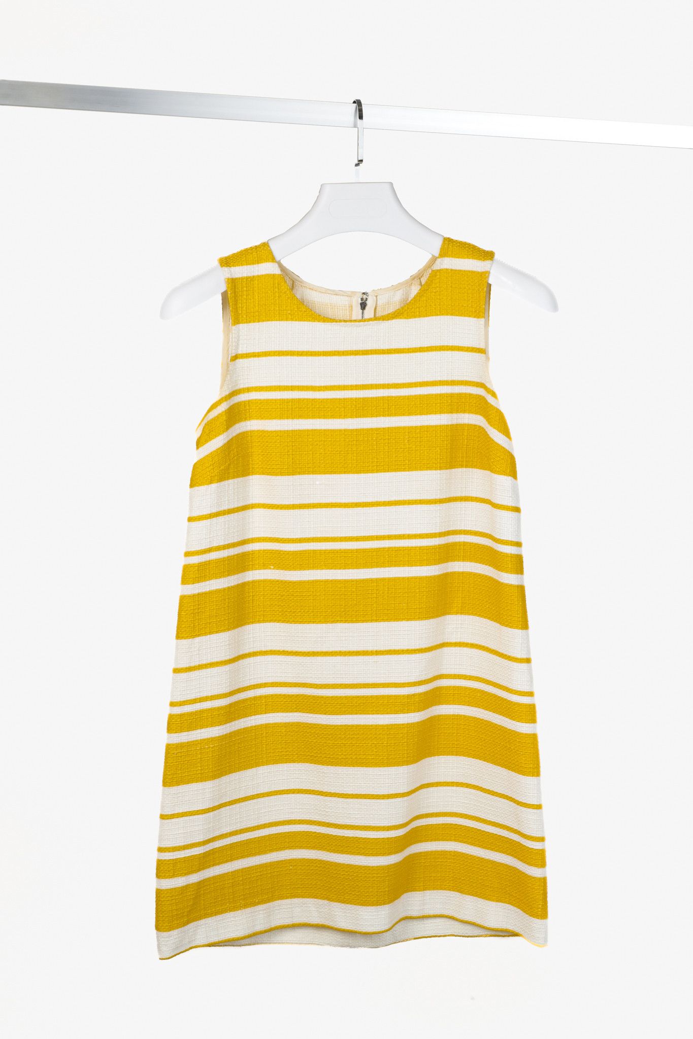 Dolce & Gabbana Dolce & Gabbana Yellow and White Striped Jacquard Mini Dress Size M / US 6-8 / IT 42-44 - 1 Thumbnail