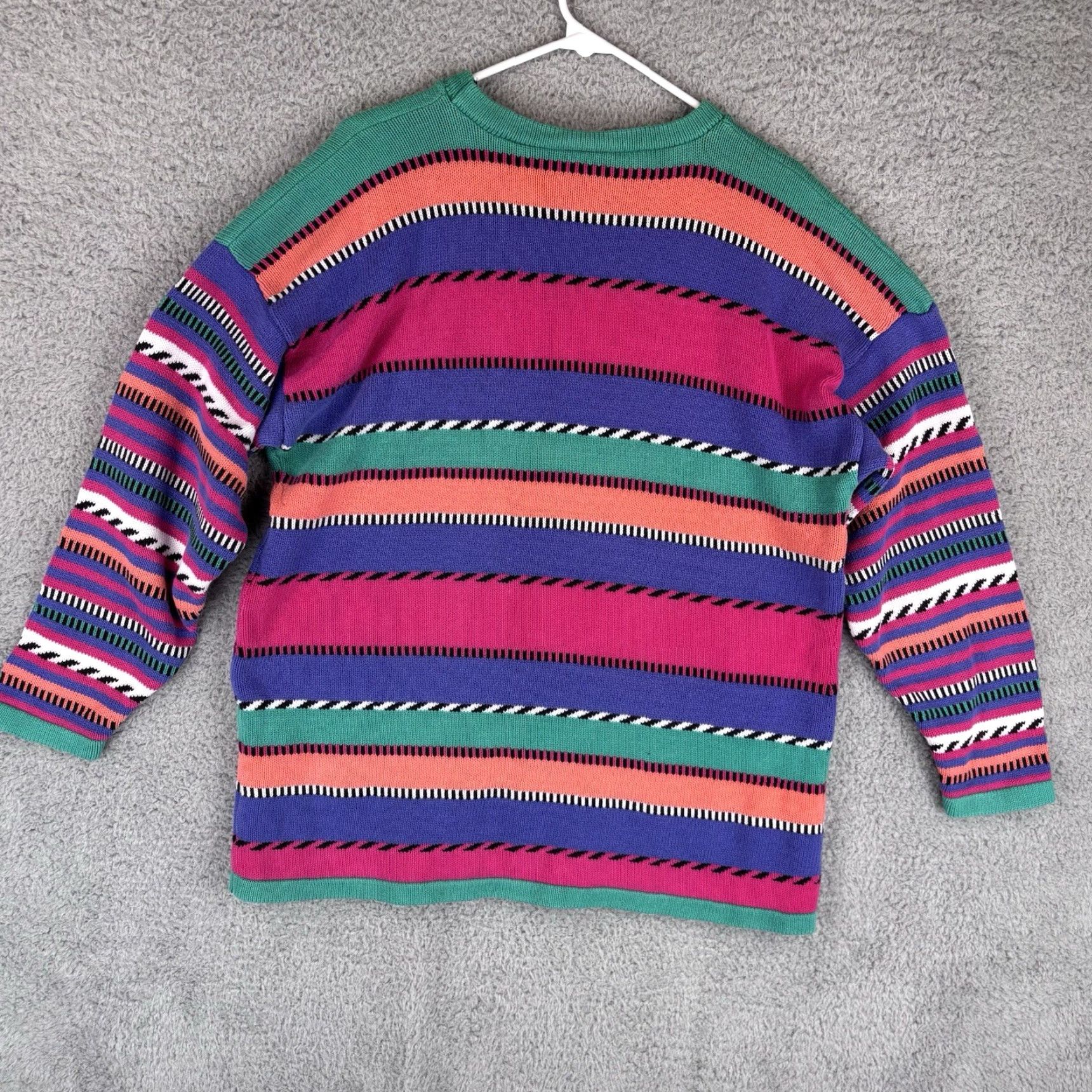 Vintage VINTAGE Capezio Sweater Womens Large Stripe Cotton Knit 90s Made USA Size L / US 10 / IT 46 - 4 Thumbnail