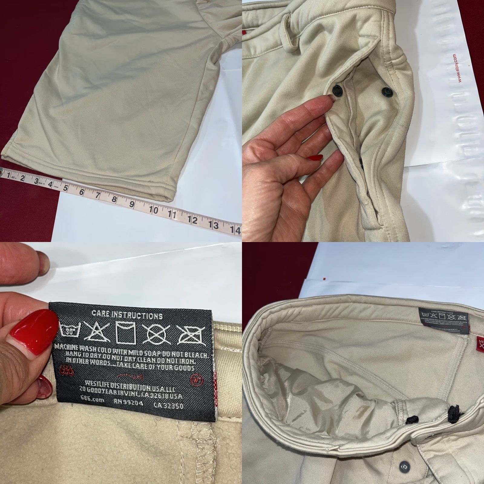 686 VINTAGE 686 TAN Shorts Mens XL SOFT Polyester SNAP FLY outdoor Snap Pockets 13” inseam XL Size US 36 / EU 52 - 8 Thumbnail