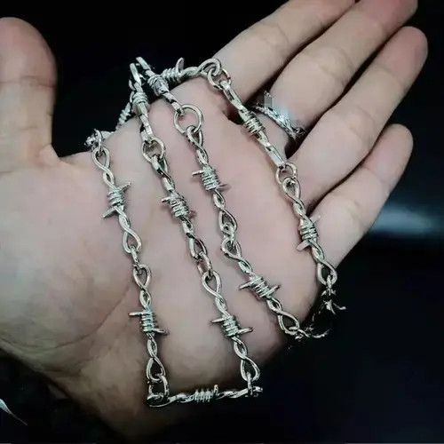 Jewelry Barbed Wire Necklace | Barbed Wire Chain Silver Size ONE SIZE - 4 Thumbnail
