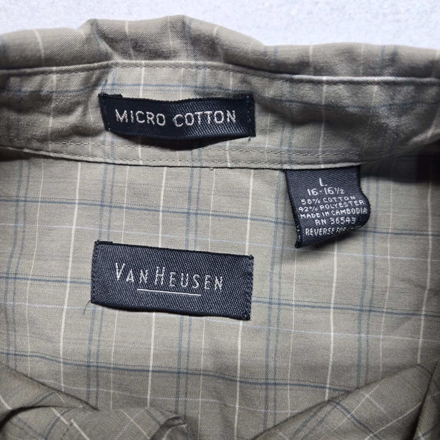 Van Heusen Van Heusen Button-Up Shirt Adult Men's Large Brown Cotton Casual All Seasons Size US L / EU 52-54 / 3 - 3 Thumbnail