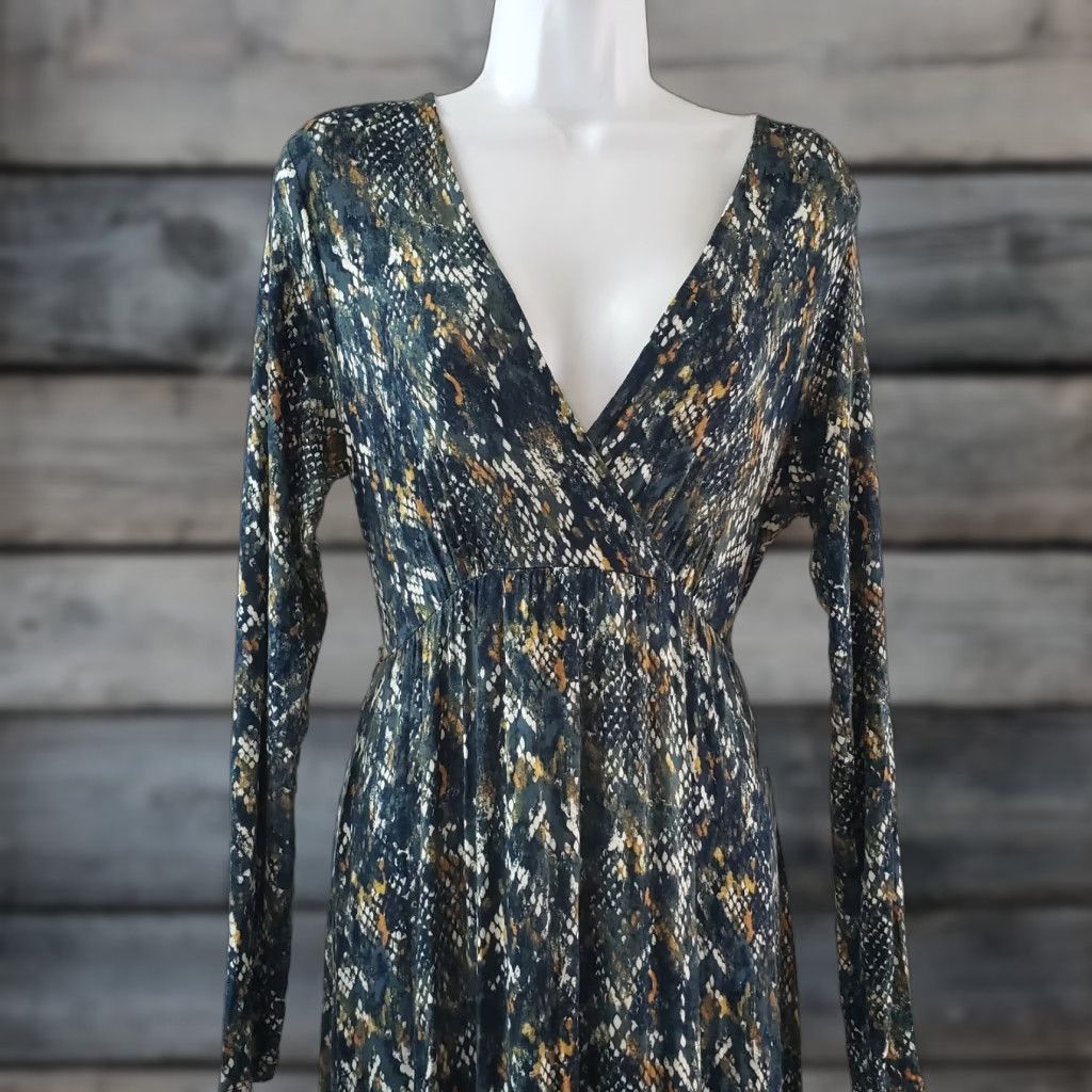 jessica simpson blue maxi dress Dress Casual Maxi By Jessica Simpson In Tropical Print, Size: M