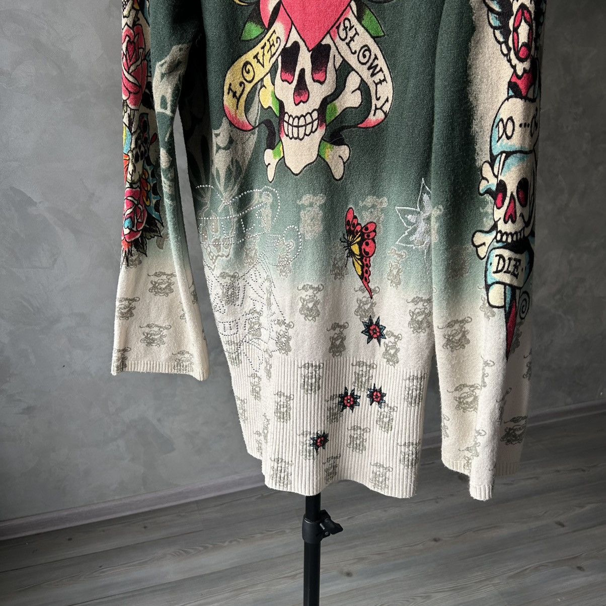 Ed Hardy Vintage Y2K Ed Hardy Tattoo Hooded Knit Sweater Size L / US 10 / IT 46 - 11 Thumbnail