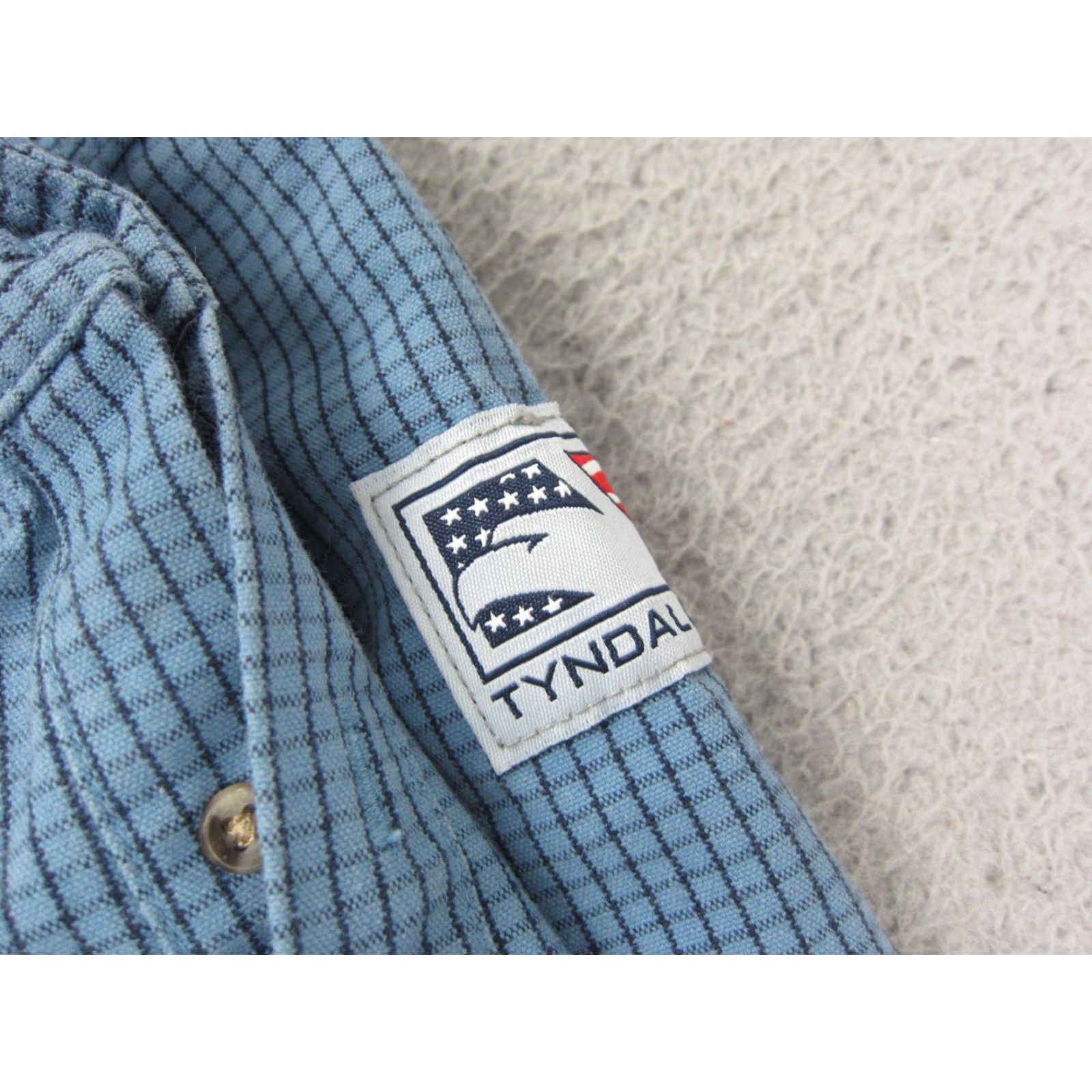 Vintage Tyndale Shirt Mens XL Blue Check Gingham Button-Up 90s USA Cotton Modacrylic Made in USA Size US XL / EU 56 / 4 - 6 Thumbnail
