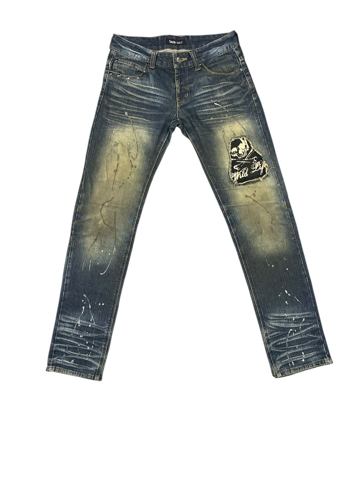 14th Addiction Wildlife Japanese Destroyed Dusty Dirt Rockers Jeans Size US 33 - 2 Thumbnail
