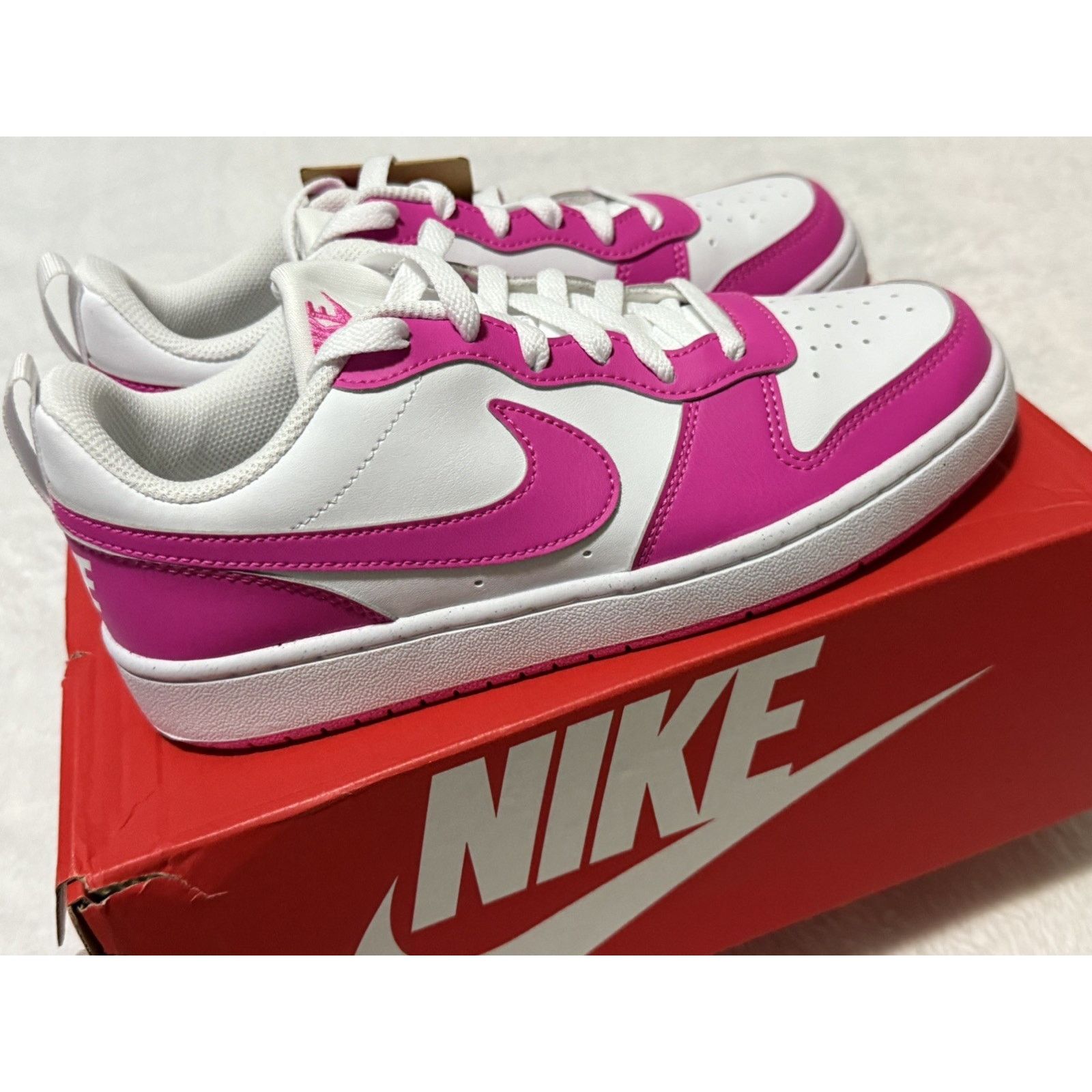 Nike Nike Court Borough Low Recraft (GS) White Fuchsia Pink 6.5Y Size US 6.5 / EU 39-40 - 2 Thumbnail