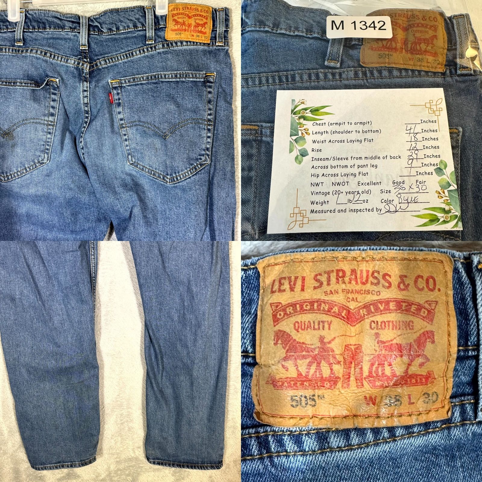 Levi's Levi’s 505 Men’s Jeans 38x30 Blue Denim Stretch Mid-Rise Straight Leg Jeans Men’s 505 Levi’s Blue Denim Stretch Mid-Rise Straight Leg 38x30 Size US 38 / EU 54 - 8 Thumbnail