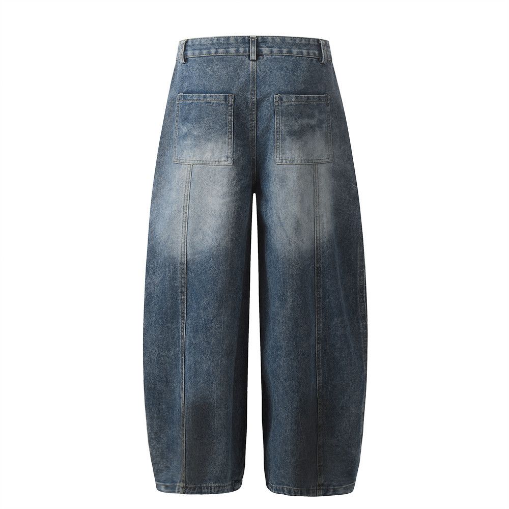 Japanese Brand Men's loose washed versatile street contrast scimitar jeans Size US 32 / EU 48 - 3 Thumbnail