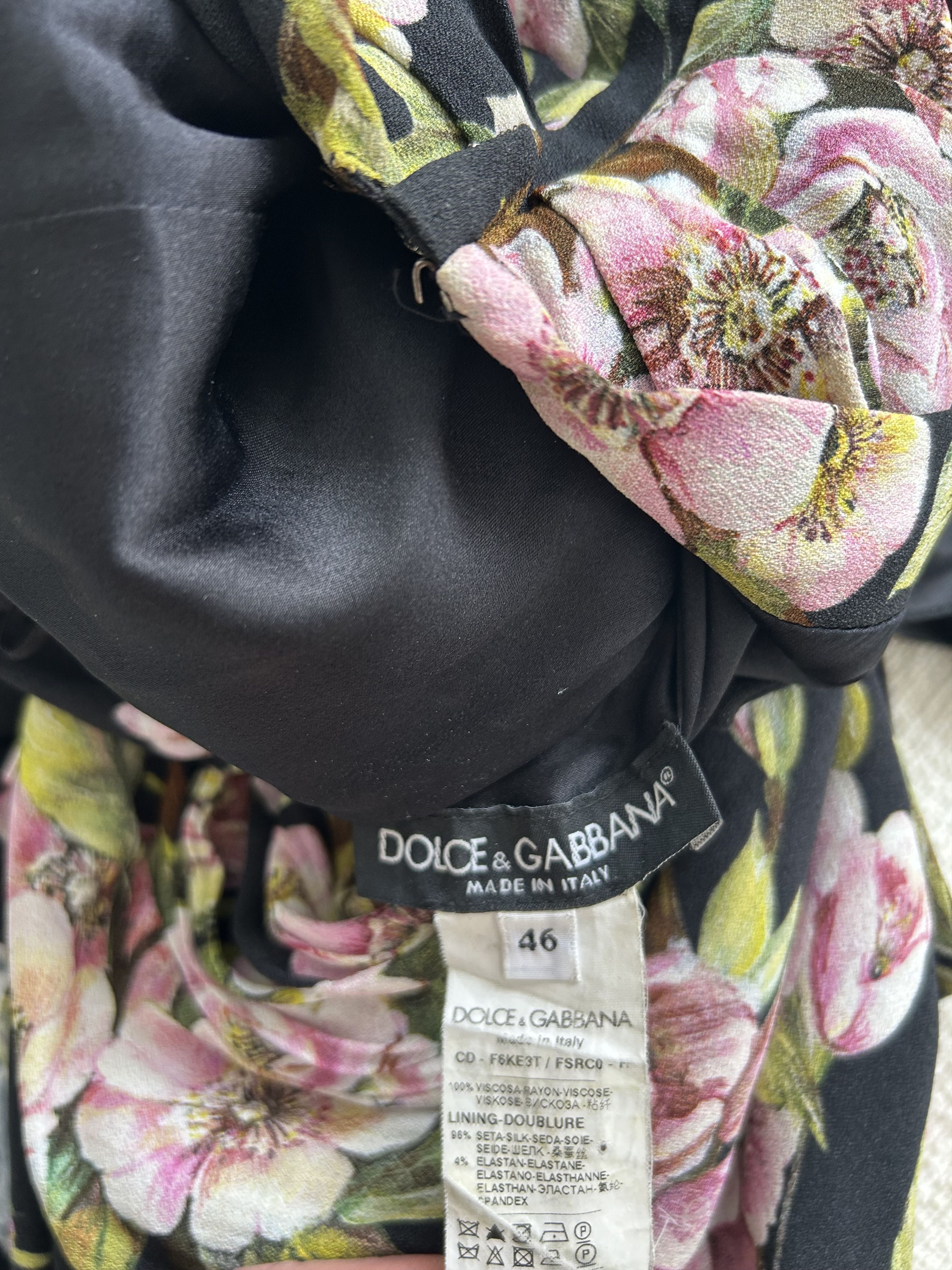 Dolce & Gabbana DOLCE & GABBANA floral print ruched sheath dress Size L / US 10 / IT 46 - 3 Thumbnail