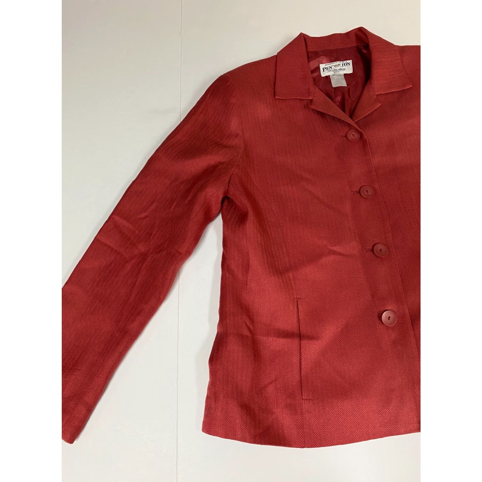 Pendleton Pendleton Blazer Shirt Women 4P Petite Red Formal Casual One Button Lightweight Mid-Length 4P Red Womens Blazer Size S / US 4 / IT 40 - 3 Thumbnail