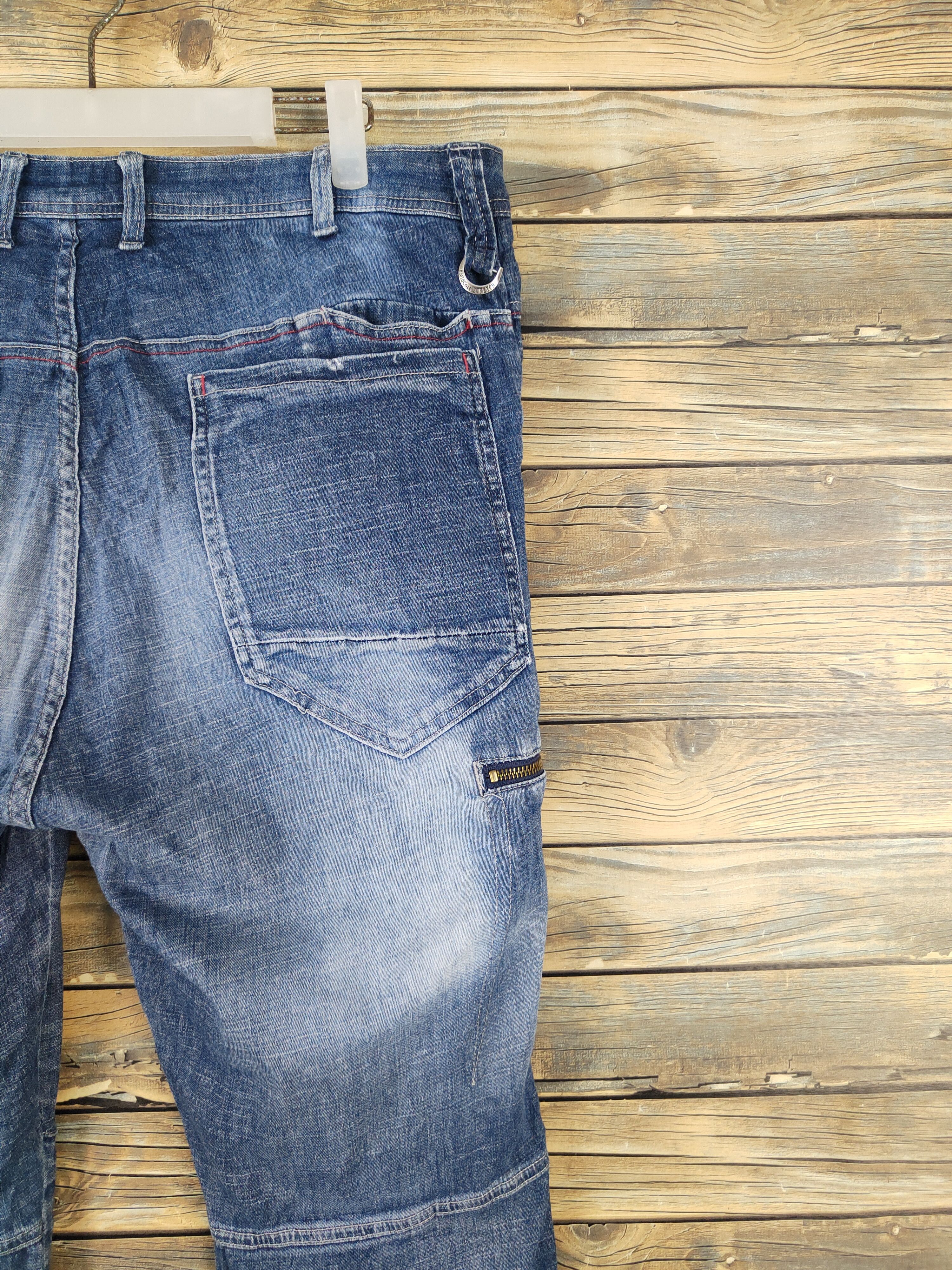 Japanese Brand FieldCore Dark Blue Distressed Ripped cargo Jeans #W1962 Size US 36 / EU 52 - 10 Thumbnail