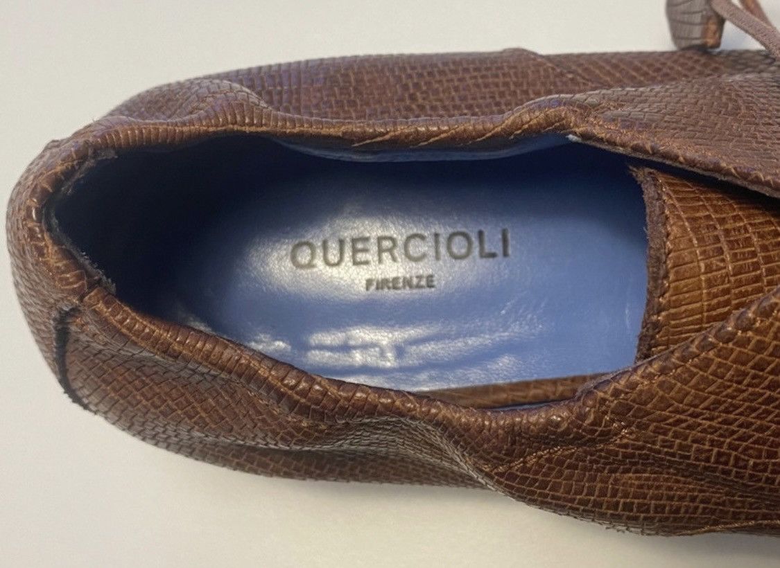 Quercioli Derby shoes in embossed lizard print leather Size US 7 / IT 37 - 4 Thumbnail