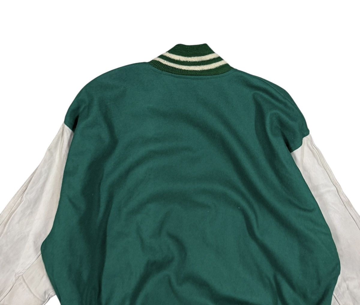 Japanese Brand Vtg💥80’s Teddy Jacket Baseball Wool/Leather Sleeve Jacket Size US L / EU 52-54 / 3 - 7 Thumbnail