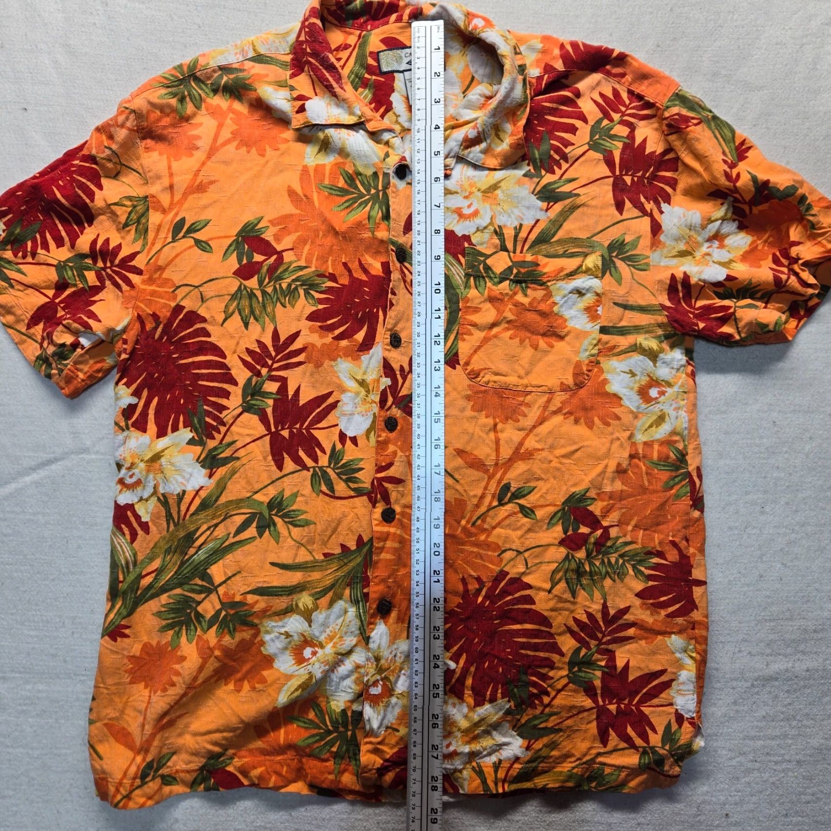 Vintage VINTAGE Caribbean Joe Shirt Floral Hawaiian Short Sleeve 100% Rayon Adult Men L Orange 90s Hawaiian Mens Size US L / EU 52-54 / 3 - 7 Thumbnail