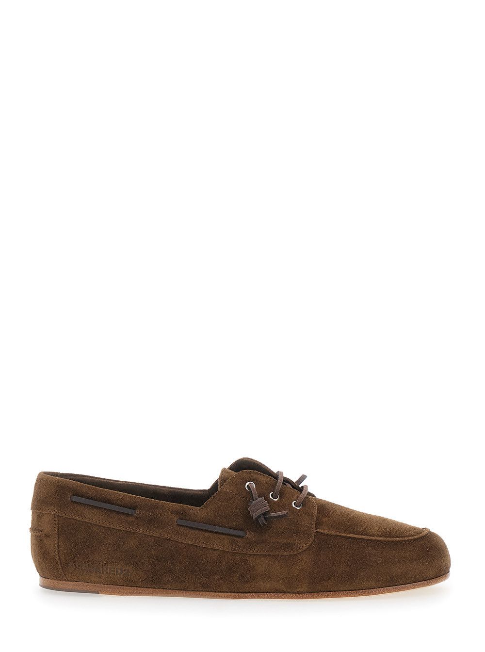 Dsquared2 Men's Brown Suede 'LUM0118015035205059' Boat Shoes with Side Lettering Logo Size US 12 / EU 45 - 1 Thumbnail