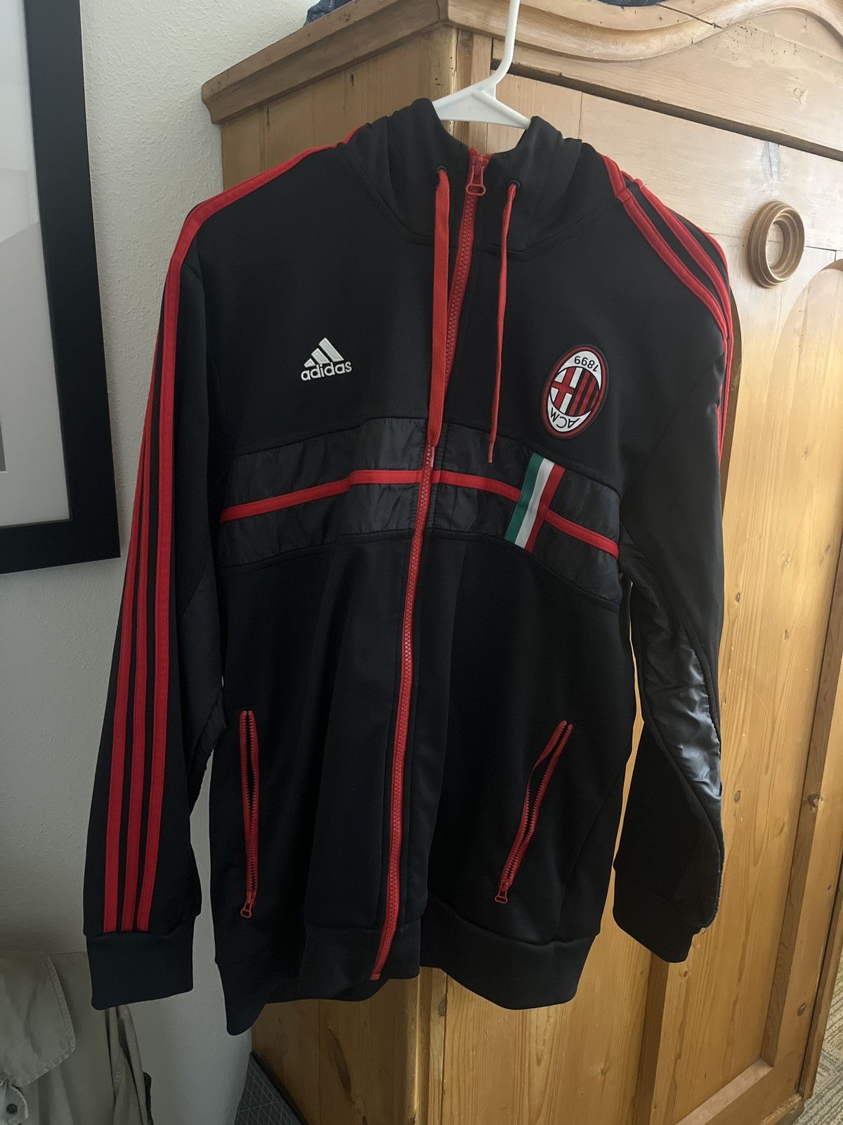 adidas gazelle silver green womens 1990/91 AC MILAN Retro adidas Originals Football Track Top Jacket (M/L main image 0