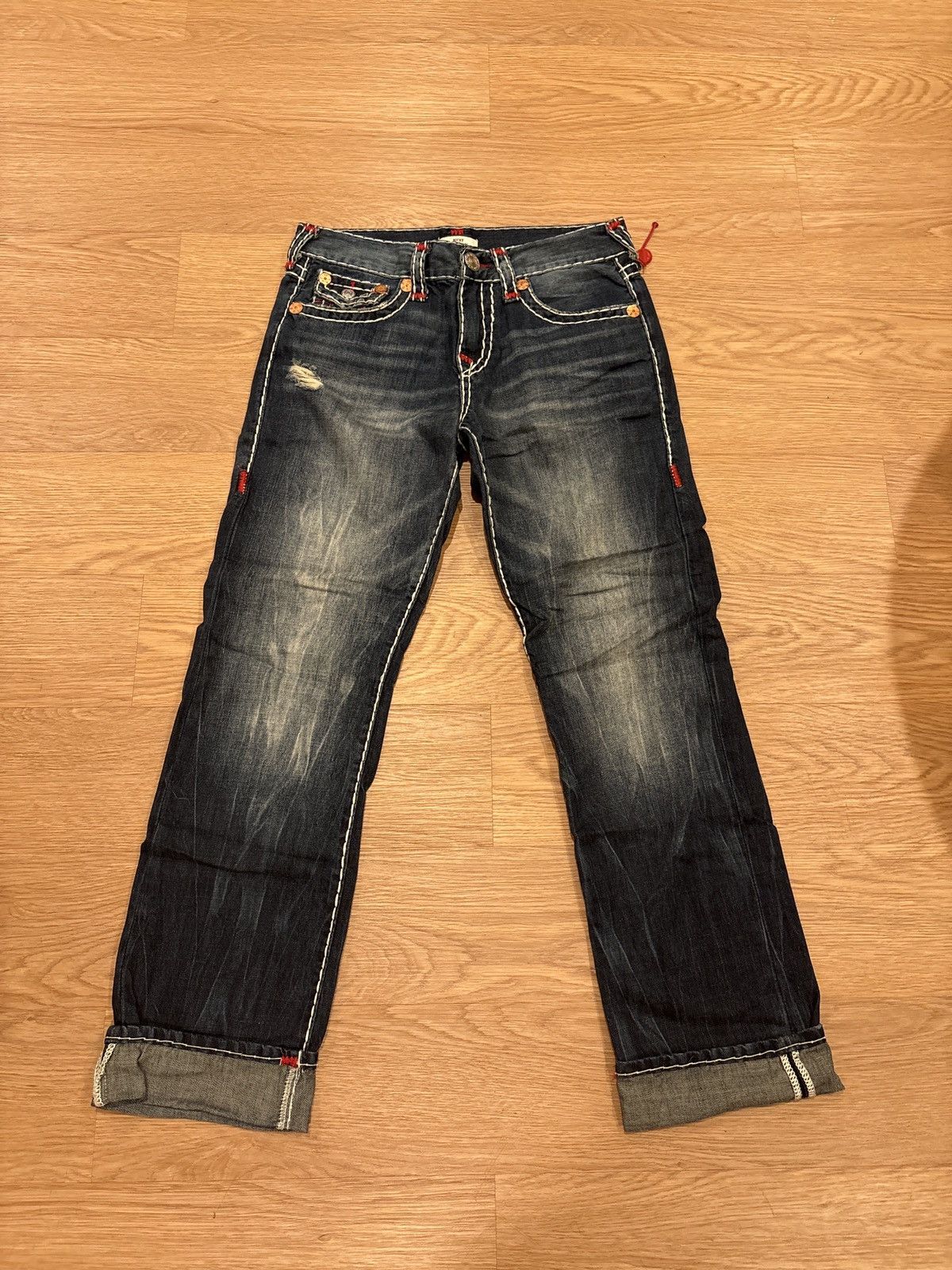True religion jeans red and white stitching