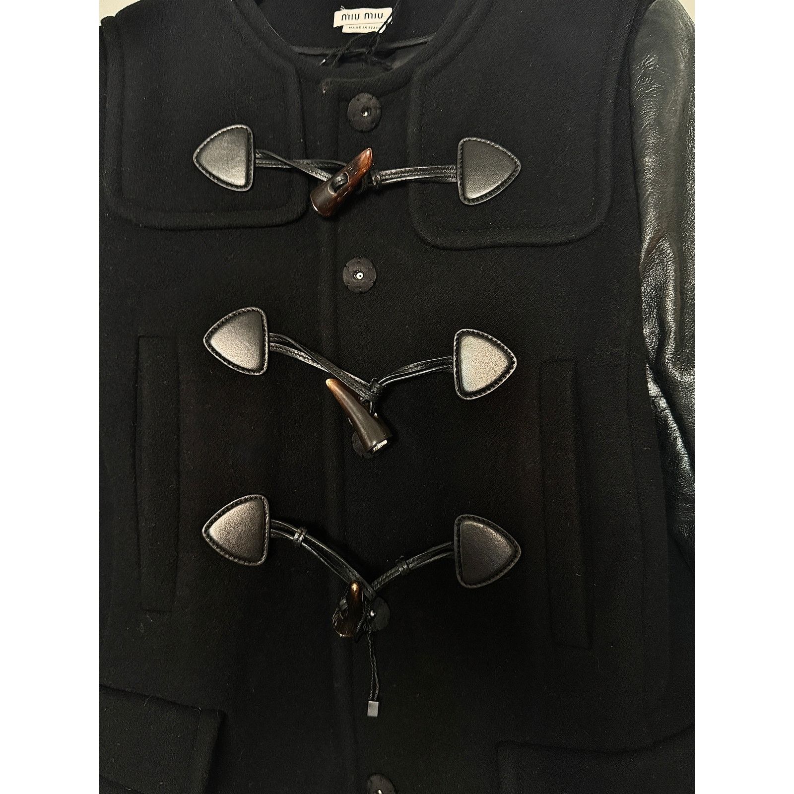 Miu Miu Miu Miu NWT Wool Leather-Trimmed Shearling Duffle Coat Size S / US 4 / IT 40 - 3 Thumbnail