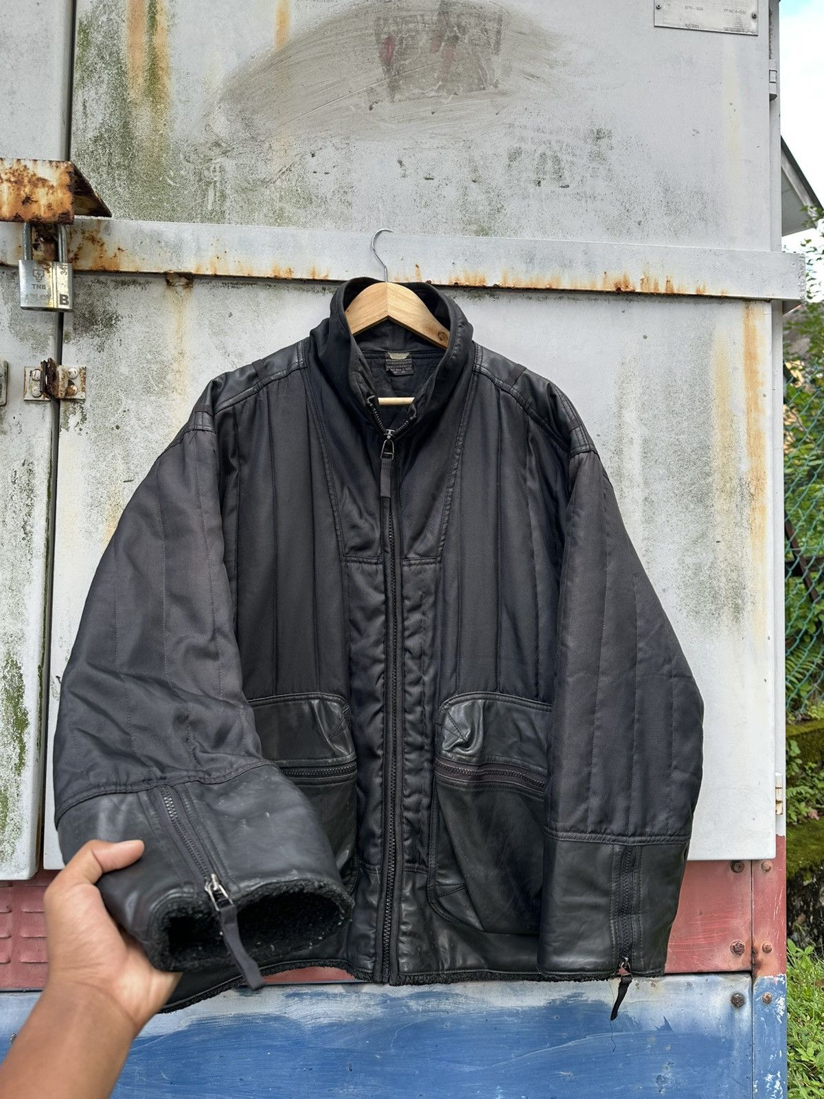 Vintage 👹Vintage Koogi Mix Leather Oversized Bomber Jacket Size US XL / EU 56 / 4 - 6 Thumbnail