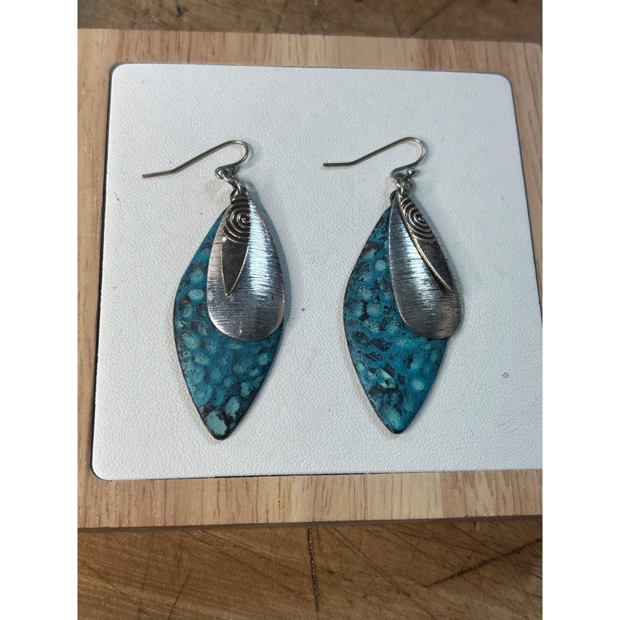 Other Turquoise & Silver-Tone Dangle Earrings With Abstract Leaf D Size ONE SIZE - 5 Thumbnail